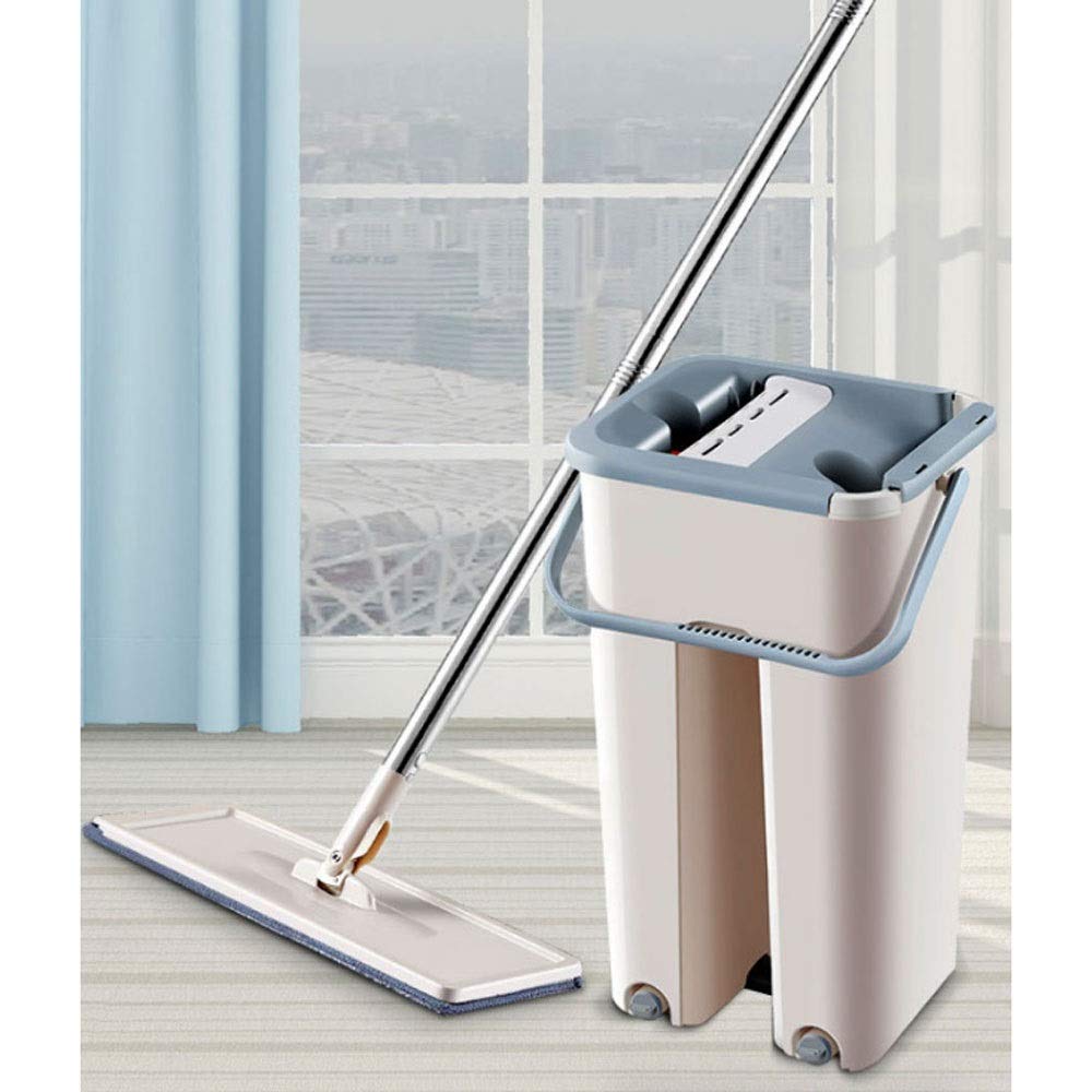 Cleaning Mops Free Hand Spin Cleaning Microfiber Mop with Bucket Flat Squeeze Spray Mop Home Kitchen Floor Clean Tools
