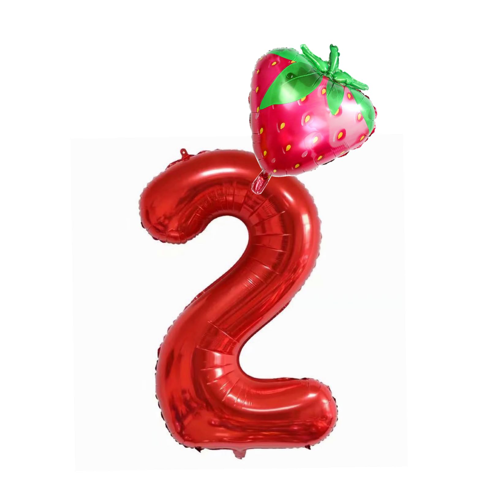 40inch Red Strawberry Number 2 balloons, Giant Big Foil Mylar Helium Numbers Balloons 2, Strawberry Themed Birthday Party Supplies Balloons,Fruit