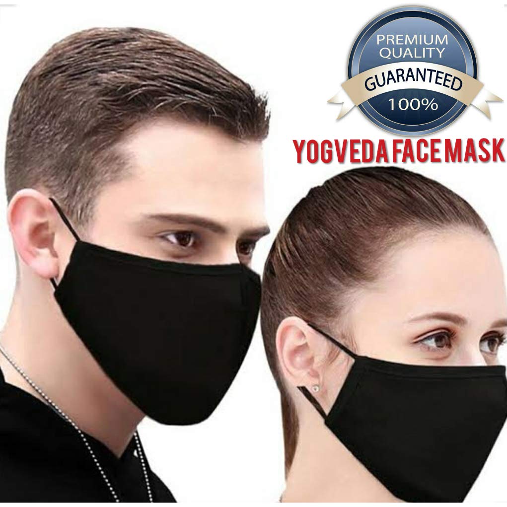 YOGVEDA Anti Pollution Mask Washable Dust Mask Air Filter Mask for Pollution Smoke Allergy Mask Unisex Black (PACK OF 2(TWO))-picture-18