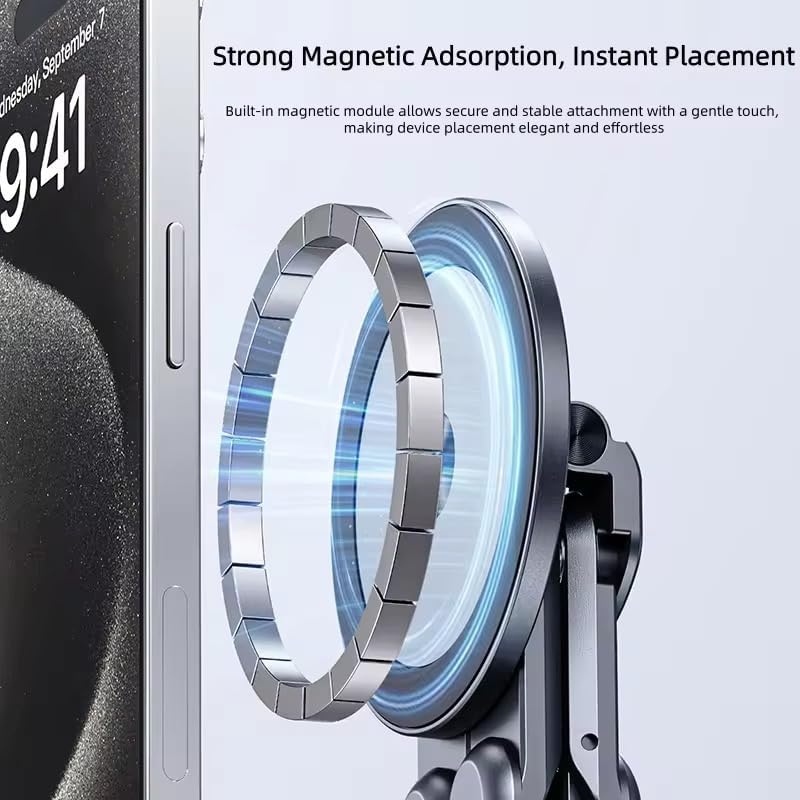 Image of Magnetic Foldable Mobile Stand for Table, 4-in-1 Aluminium Alloy Phone Holder, Tablet Stand, Laptop Stand & Portable Magnetic Desk Stand for Mobile Phone, Tablet, Laptop, Travel & Office Use