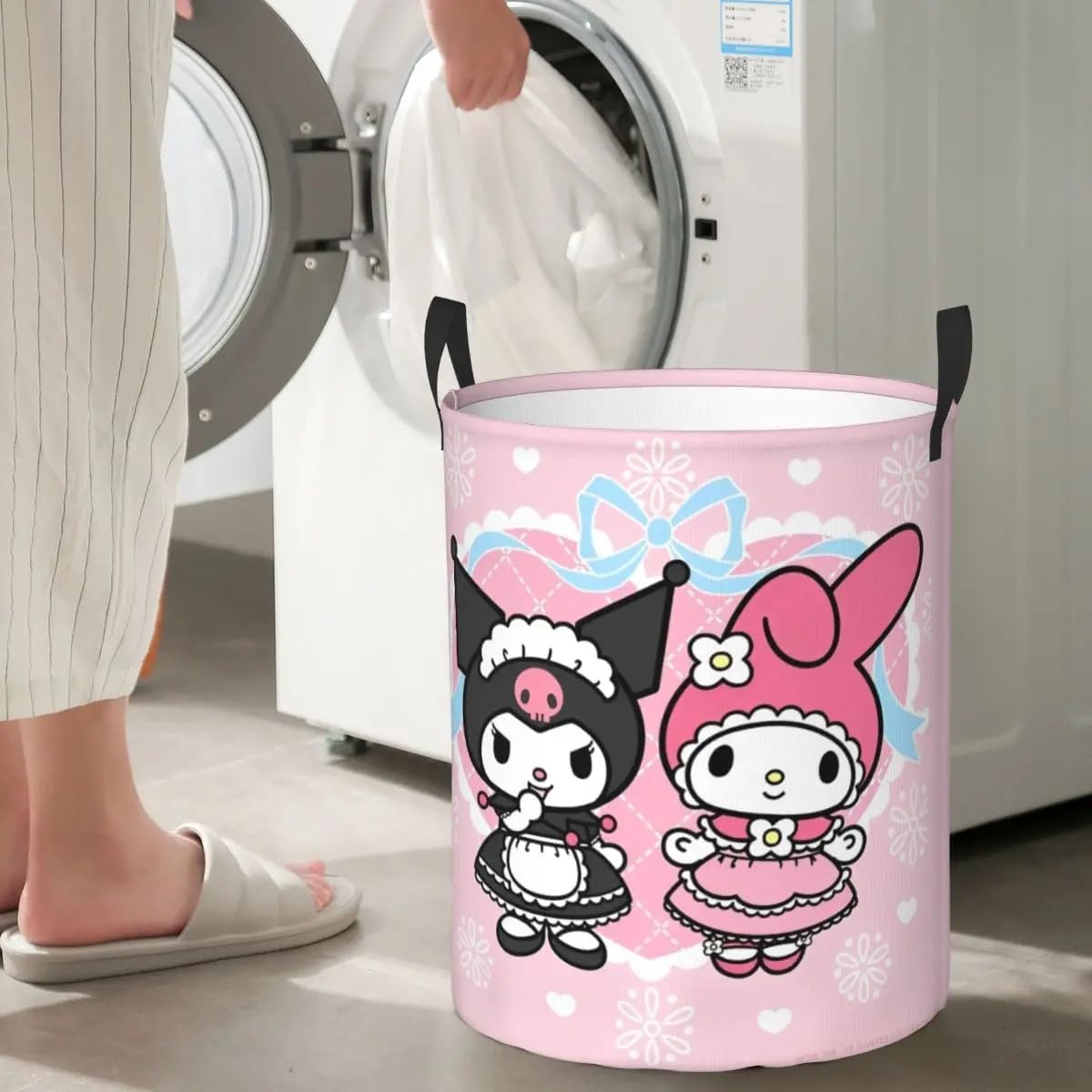 Hello Kitty Laundry Basket Large Storage Basket Cartoon Sanrio Girls Boys Toy Organizer (Color 1, 50 x 40)