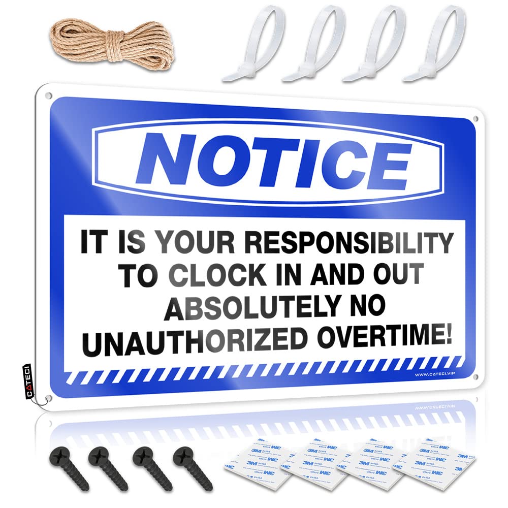 HELIOFORGE Cave Man Bar Notice It Is Your Responsibility To Clock In And Tin Sign Funny Poster Sign Bar Accessories For Man Cave(30X40CM)