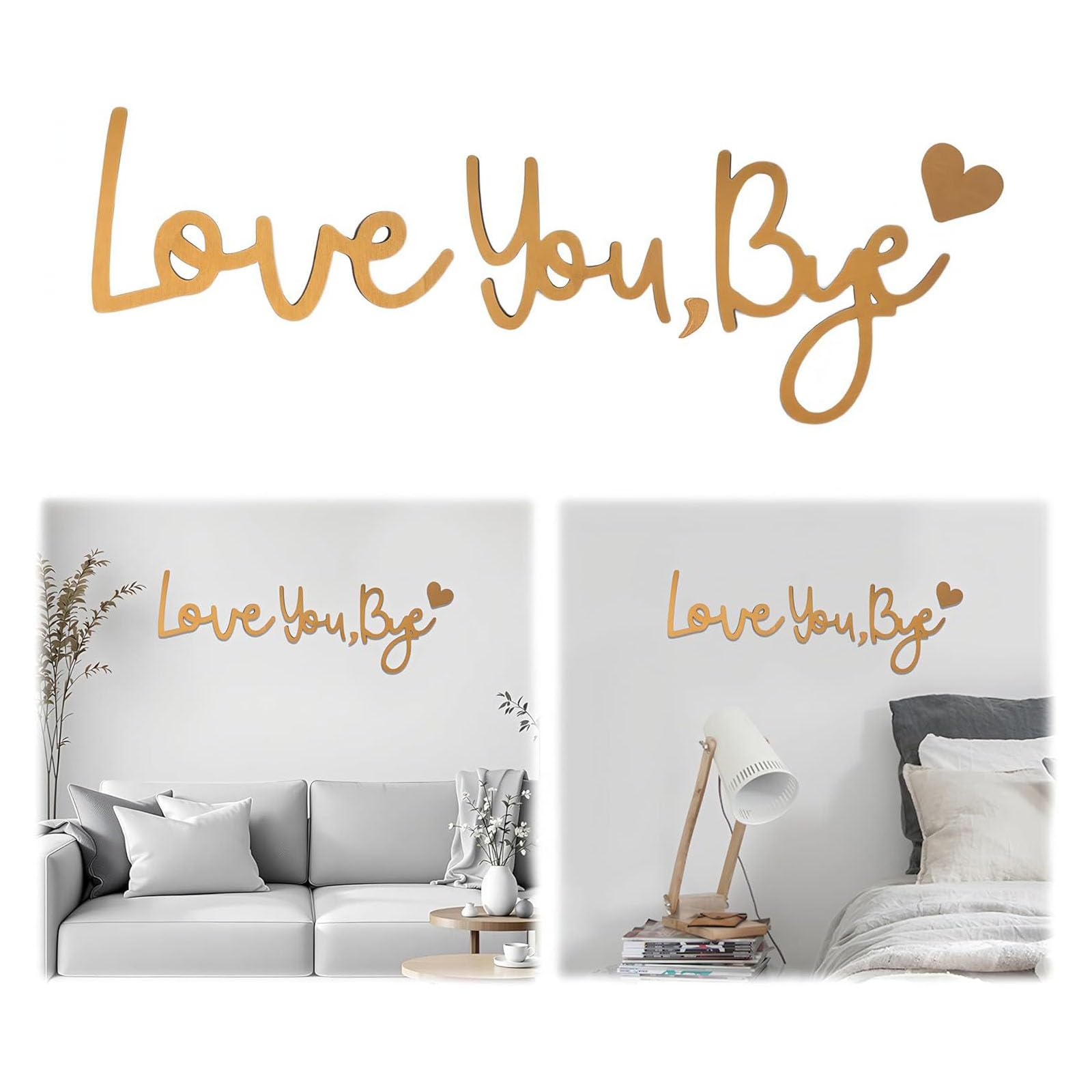 Love You Bye Signs Acrylic Wall Decors Express Love and Warm Family Signs for Offices Bathroom Hallway Entryway Decors Farmhouse Wall Art