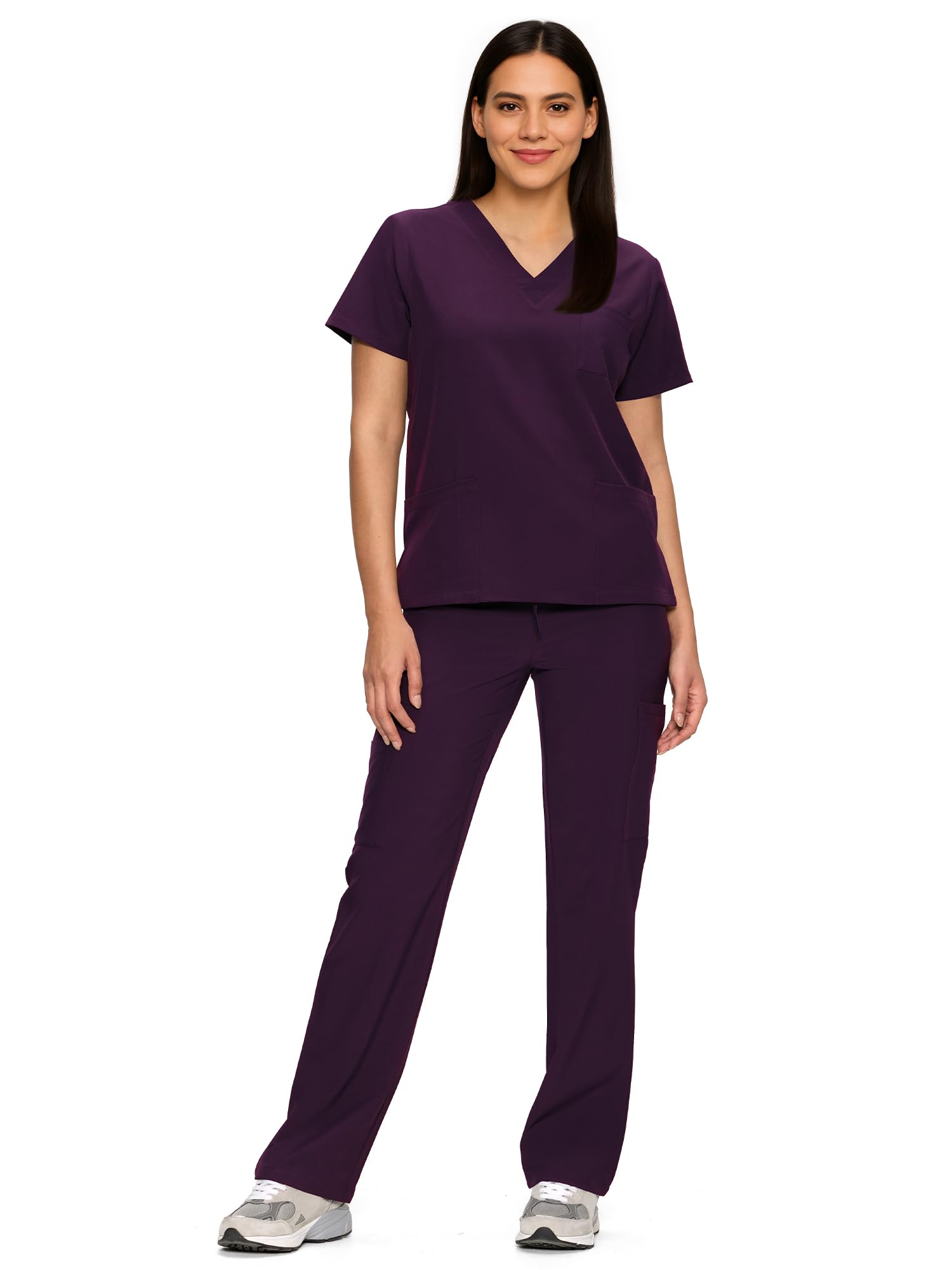 Scrubs for Women Set, V-Neck Top & Straight Leg Pants with 11 Pockets | Easy Care, Water Resistance, Shift Utility, For Nurses, Clinics, Hospital Uniforms, Long Workdays, Daily Wear
