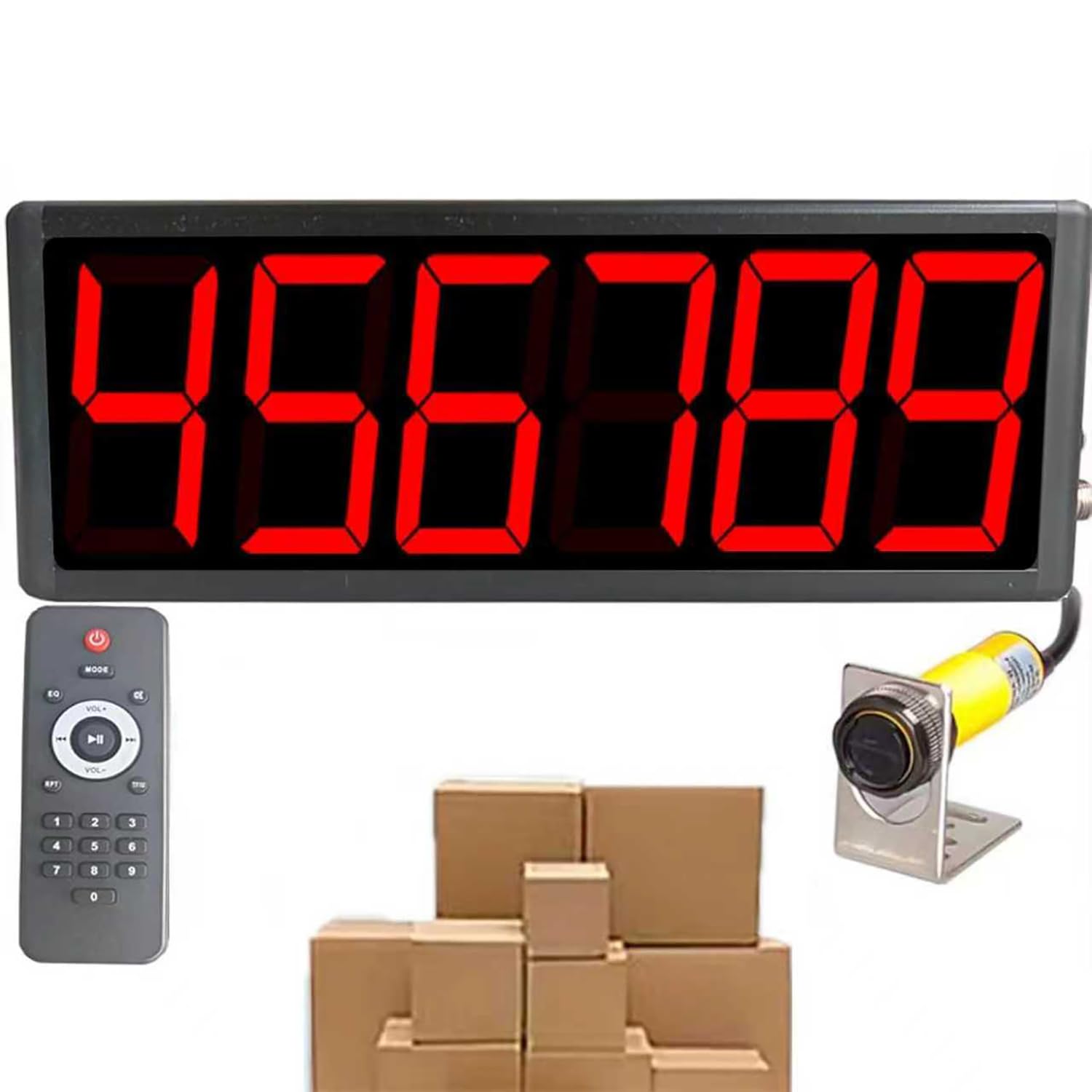 Contador digital con pantalla LED, distancia de inducción ajustable para aplicaciones de cinta transportadora y línea de producción