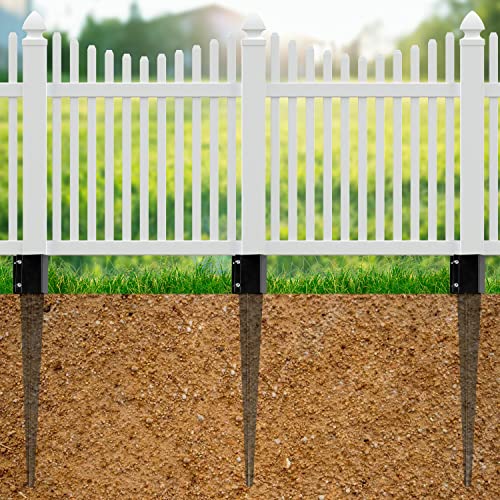 Wimart Fence Post Anchor 4''X4'', Heavy Duty Metal Fence Post Anchor Ground Spike 4''X4'' For Fence, Mailbox, Bird Feeder, Decking. With The Black Powder Coating Cover On The Surface (Set 8) #TOP6