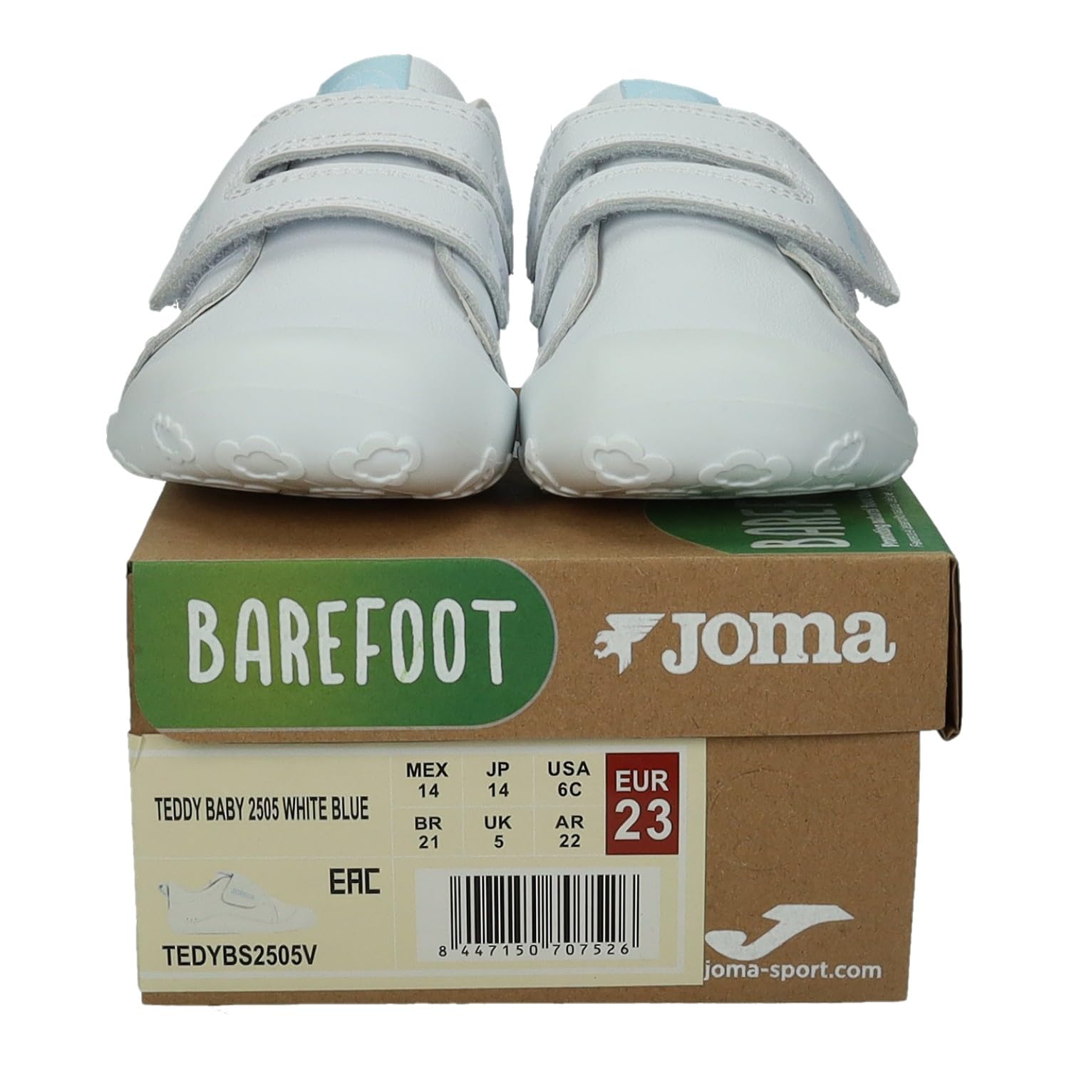 Joma TEDYBS2505V - Scarpe da Bambino Teddy Baby, Colore: Bianco e Blu, con Soletta Antibatterica, per Bambini, Scarpe
