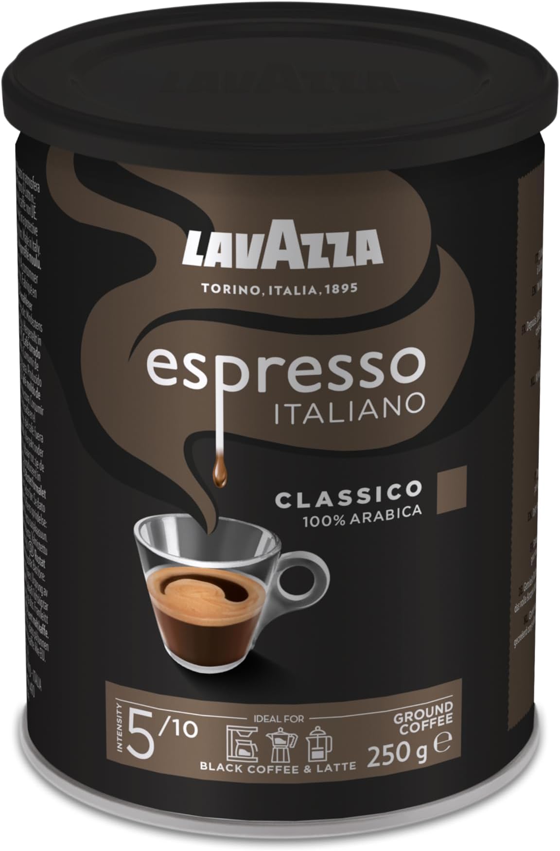 Lavazza Coffee Caffè Espresso, Arabica Roast Coffee, Bean Coffee ground, Filter Coffee, 250g Jar
