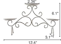 Vista 2 de SOFE Portavelas rústico para chimenea, portavelas de pilar de metal de 3 brazos, portavelas blanco Shabby Chic para decoración de mantel, soporte
