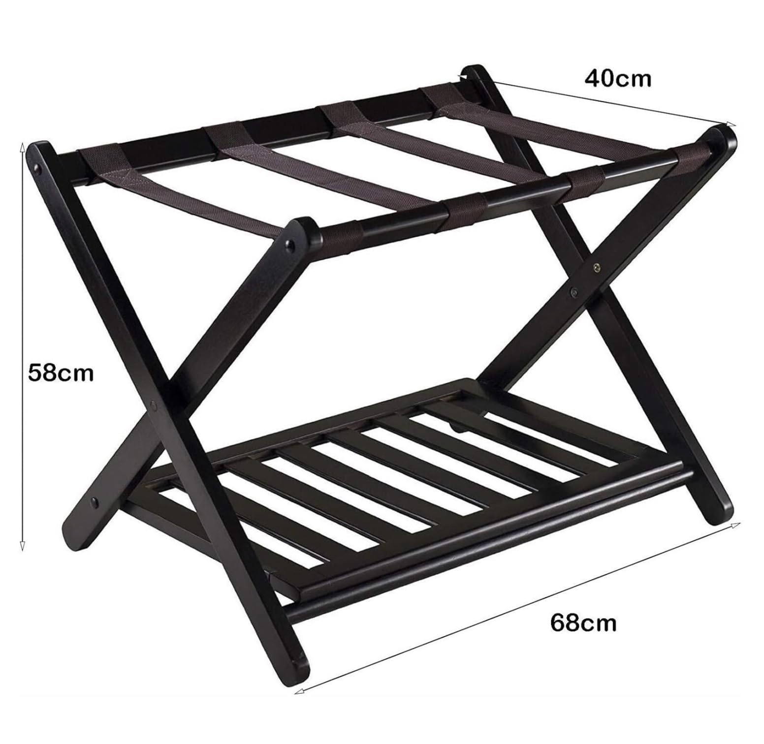 Portaequipajes Soporte Para Maletas Portaequipajes Para Habitación De Invitados, Soporte Para Maleta Con Estante, Estante Plegable De Bambú Para Equipaje De Doble Capa Portaequipajes Para Hotel