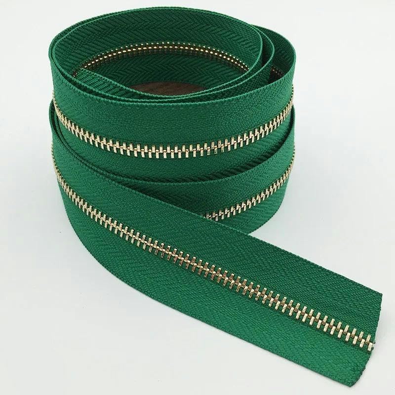 1/3 metros 3# Cremalleras de metal Cremalleras de dientes dorados para ropa, monedero, kit de reparación de cremalleras, cremallera para coser ropa DIY-11-3#-3 metros3pcsSilder