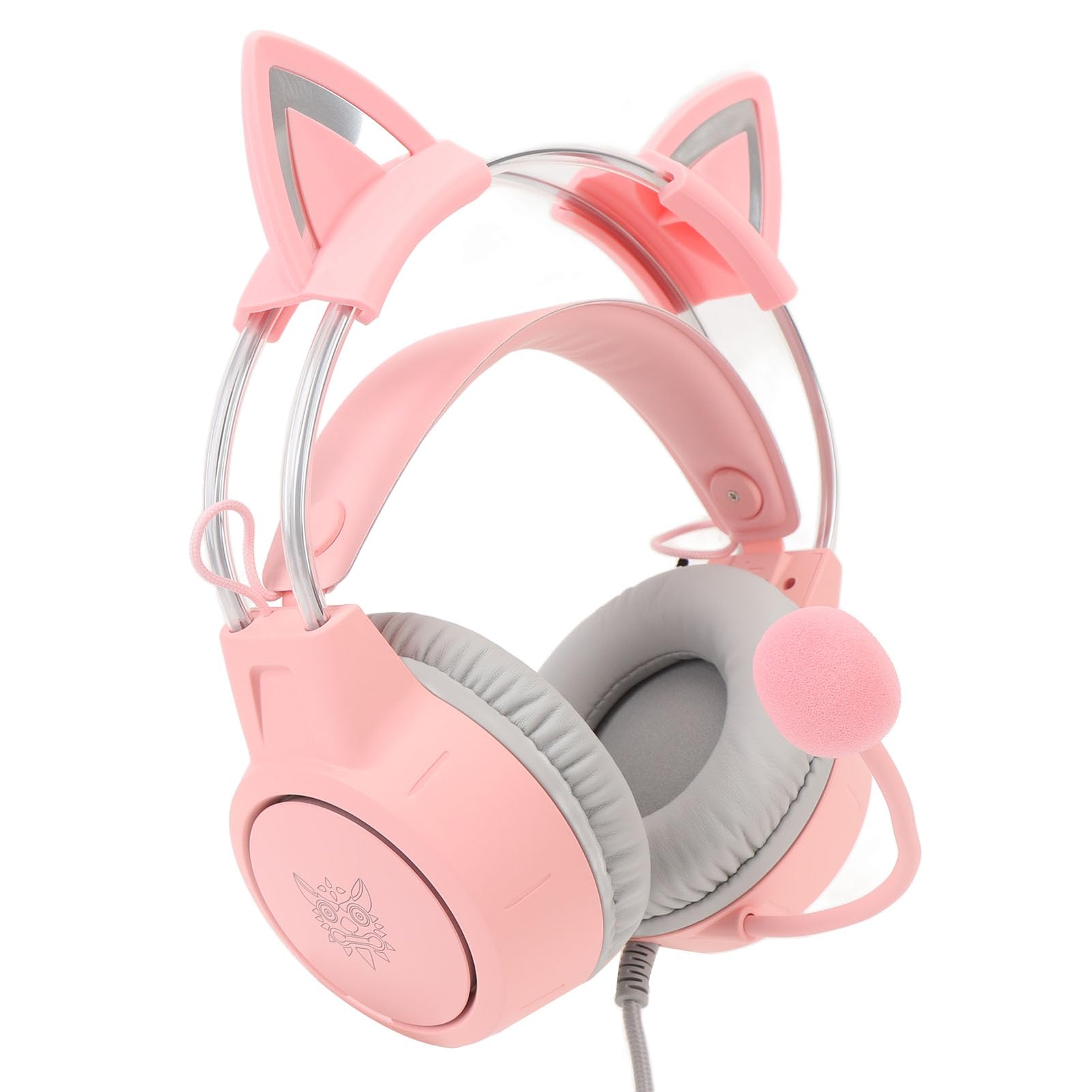 Gaming-Kopfhörer, Rosafarbenes, Niedliches Katzenohr-Gaming-Headset für Spielekonsole