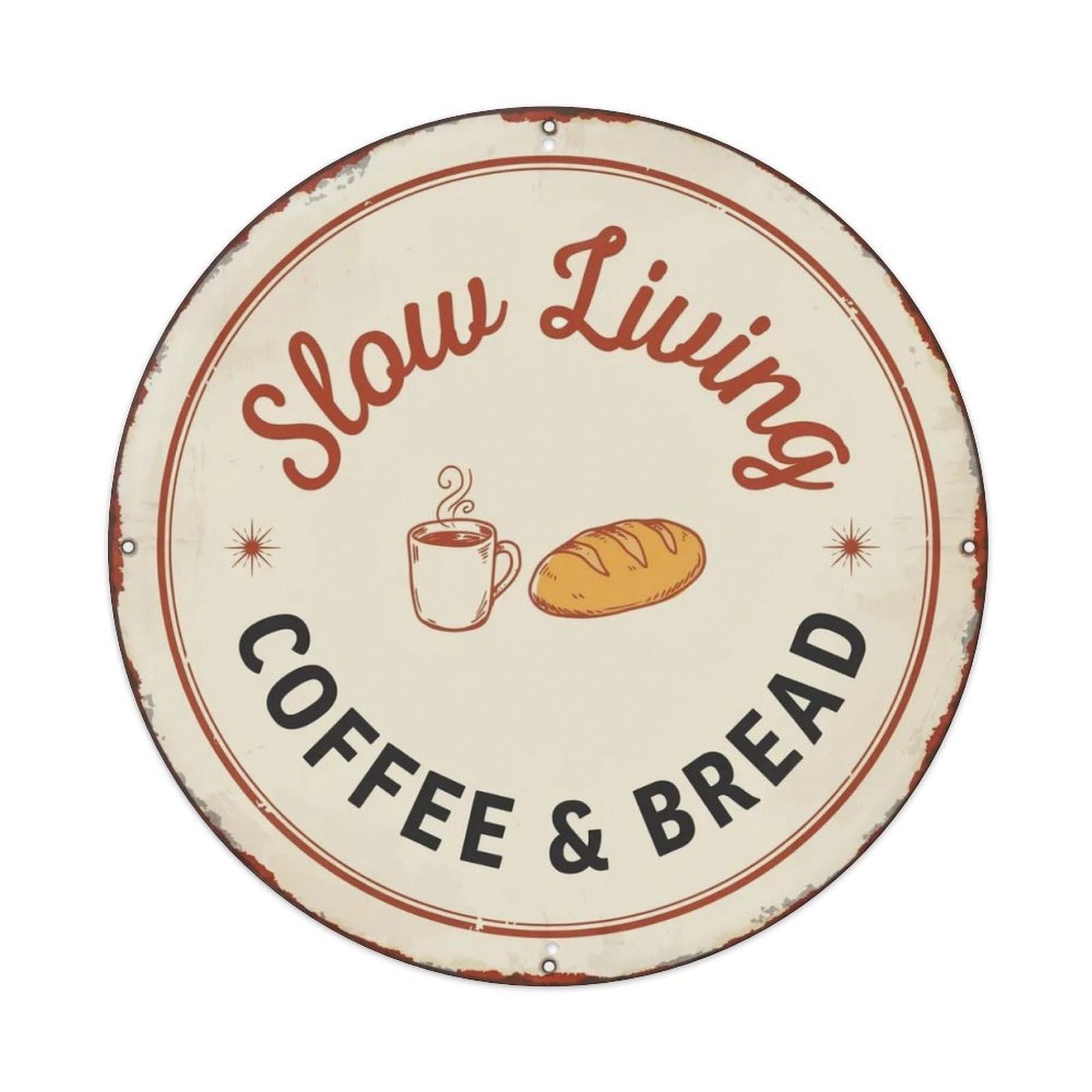 Slow Living Hand Drawn Metal Tin Sign Plaque