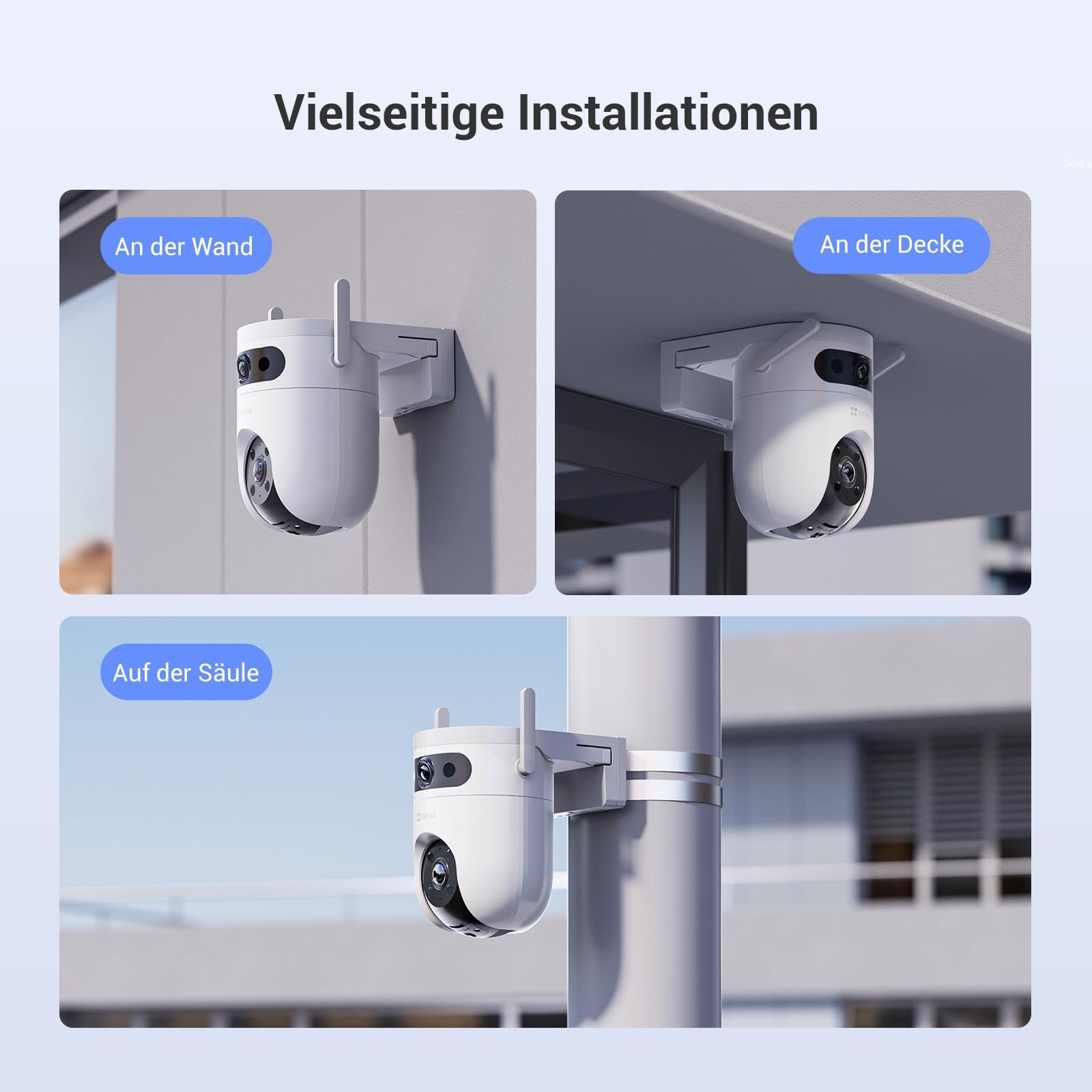 EZVIZ 5MP+5MP Überwachungskamera Aussen WLAN mit Dual-Lens, 2,4 & 5GHz WLAN, 360° Pan & Tilt Überwachung Outdoor, KI-Erkennung, Auto-Tracking, Farbnachtsicht, Wetterfest, 2-Wege-Audio, H9c Dual 3K