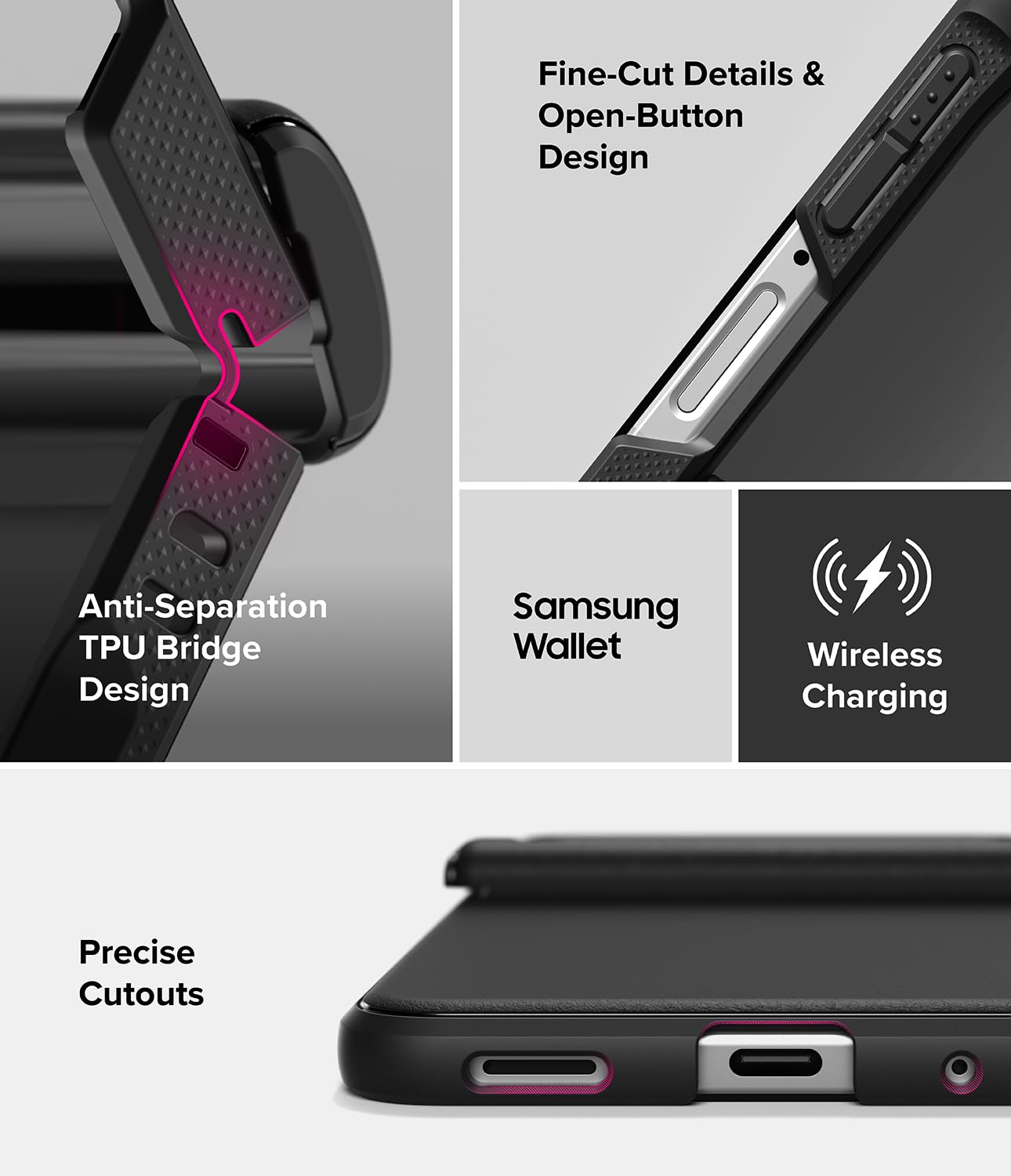 Ringke para Funda Samsung Galaxy Z Flip 8 [Onyx Flap Black]