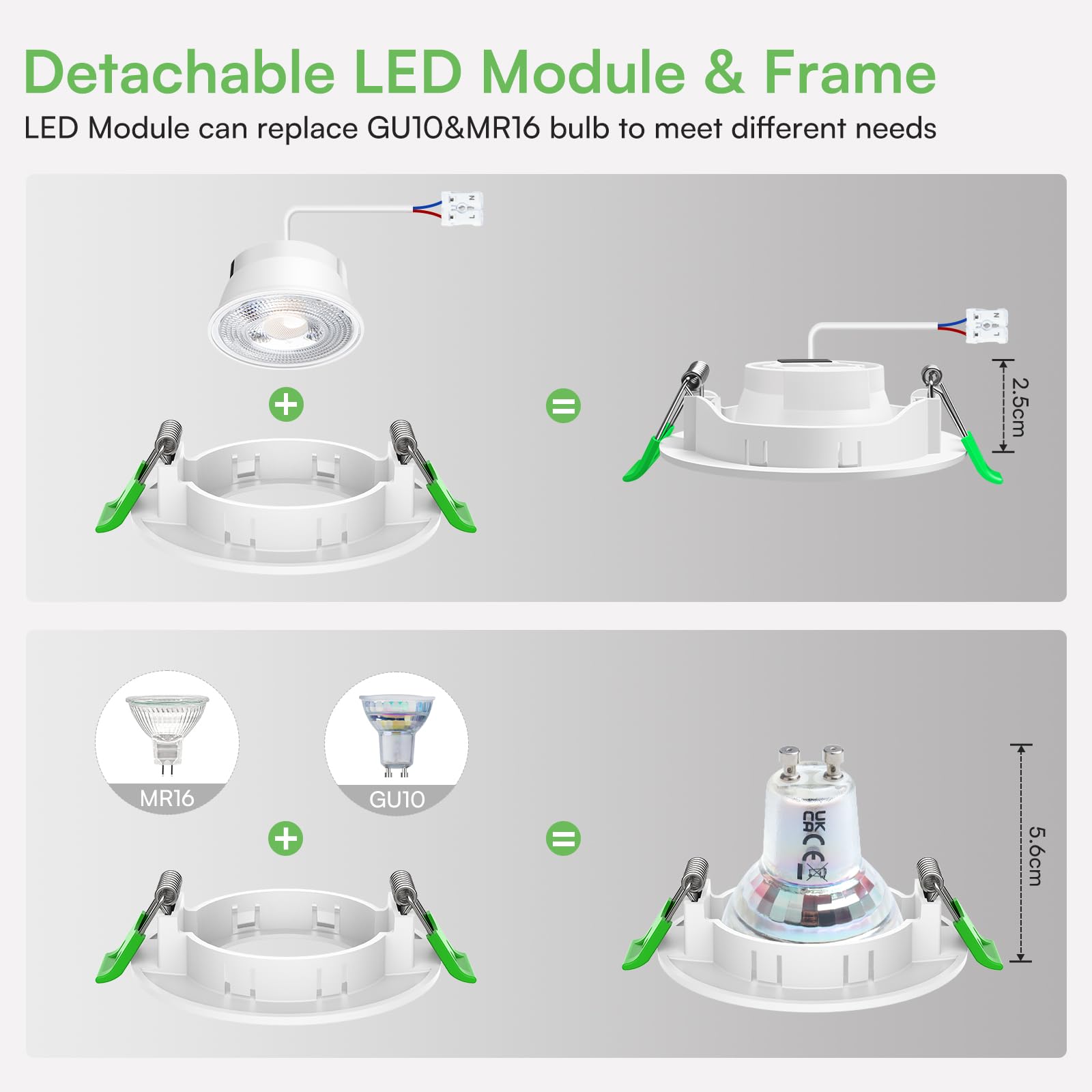 ALUSSO LED Einbaustrahler 230V, 5W Kaltweiß 6000K Deckenspots mit Abnehmbar Modul Nicht Dimmbar, Ø68mm Ultra Flach LED Einbauspot IP44 Waterproof für Küche Badezimmer Wohnzimmer, 24er
