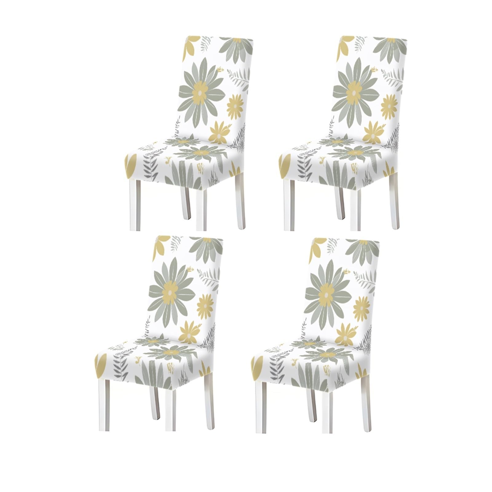 KXUAUV Minimalist Sage Green Yellow Daisy Floral Print Dining Chair Covers, Stretch Slipcovers For Home Kitchen Dining Room Party, 2/4/6PCS Seat Protectors for Restaurant Hotel Party(4PCSChair cover)