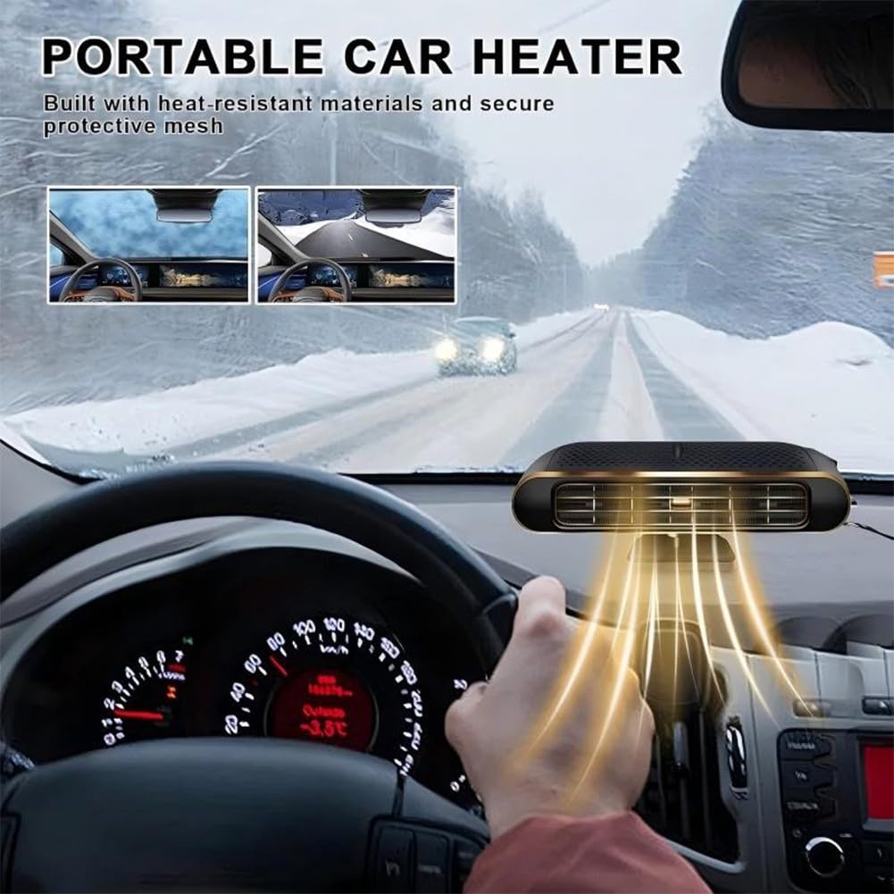 Calentador de coche de 12 V 120 W con doble calefacción y refrigeración, desempañador y descongelador portátil de vehículos, distribución de calor ajustable, diseño compacto para automóviles, camiones