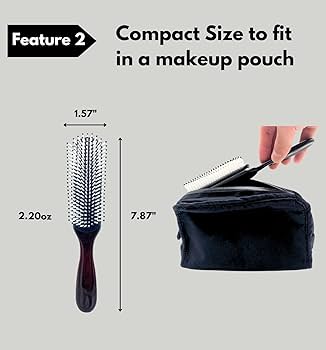 MDSTYLE コンパクトサイズ　ヘアブラシ 9列ピン ダークブラウン Amazon | MDSTYLE ヘアブラシ 9列ピン スタイリング ヘアブロー