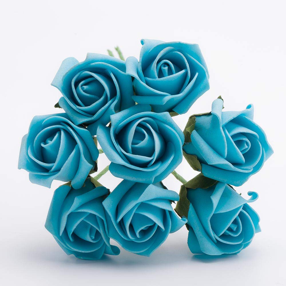 Italian Options Colourfast Artificial Foam Rose Flowers Wedding Bouquet, 3cm, Turquoise โ image 1