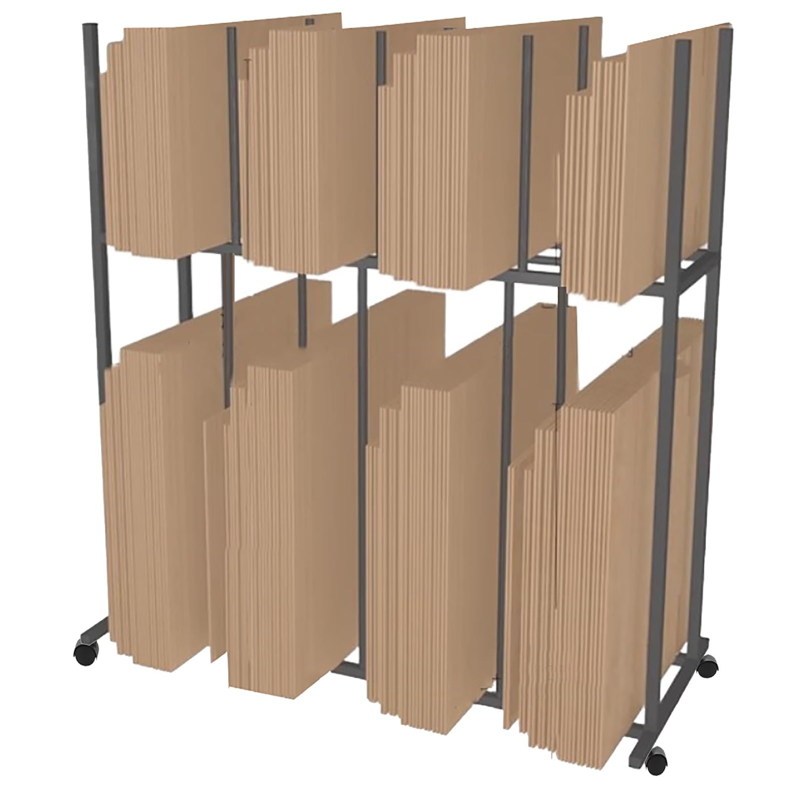 Przenośny stojak do przechowywania kartonów z kółkami czarny żelazny wyświetlacz Orga wózek do magazynu i przeprowadzki 135 x 60 x 150 cm Hol100150 pudełka kartonowe