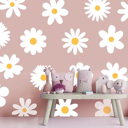 Miniatura 3 de 16 calcomanías de pared de margaritas grandes, calcomanías de margaritas blancas, calcomanías de pared con flores, lindas calcomanías de pared