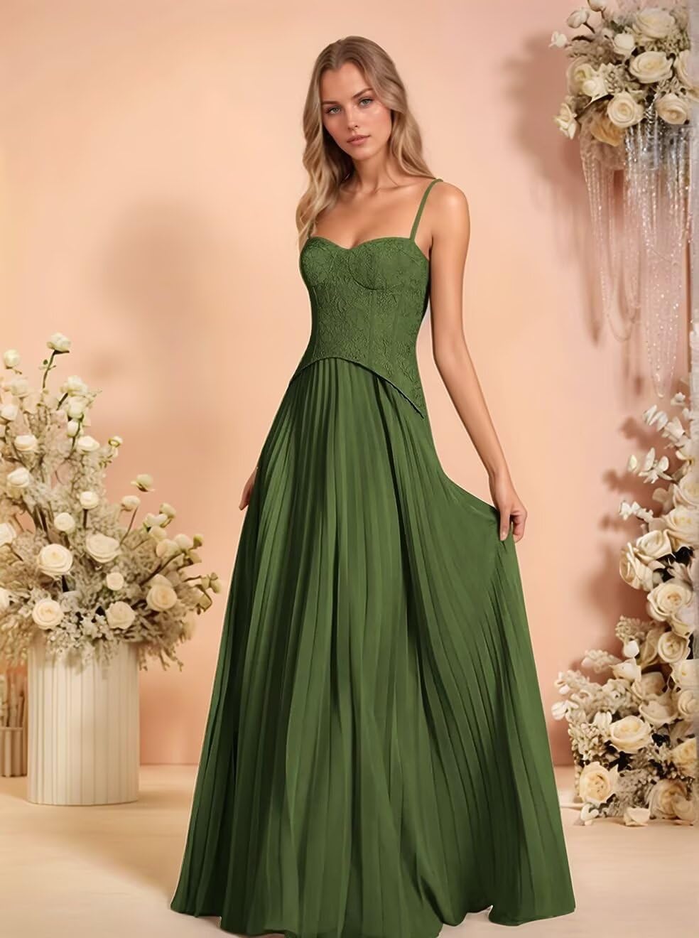 Lace Chiffon Bridesmaid Dresses for Women Sweetheart Evening Gown Long Floral Wedding Guest Dress