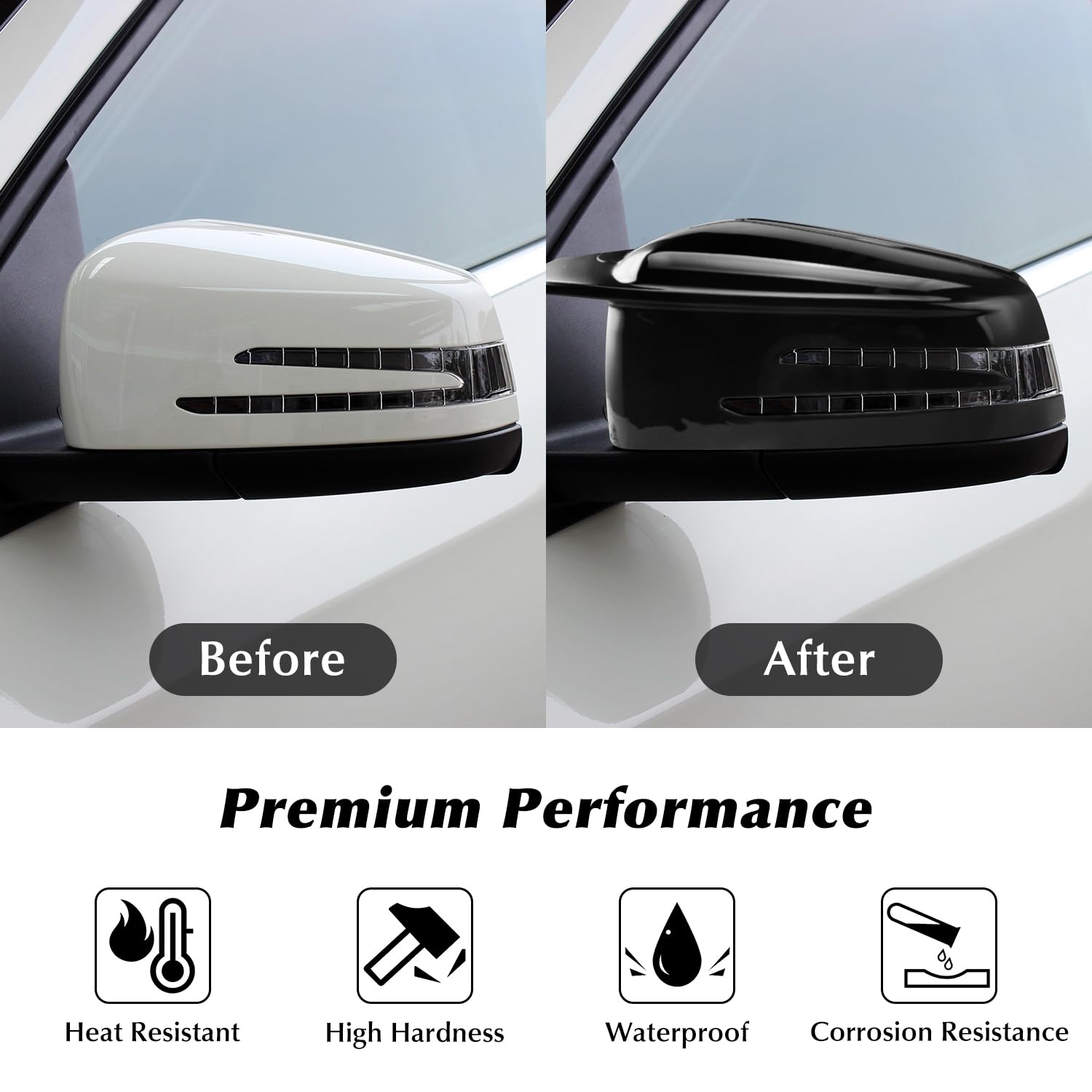 Espejo Retrovisor Cubiertas Repuesto Tapa De Cubiertas de repuesto Compatible con Class A W176 B W246 C W204 E W212 S W221 CLA C117 GLK X204 GLA X156, Negro Brillante,1 Par