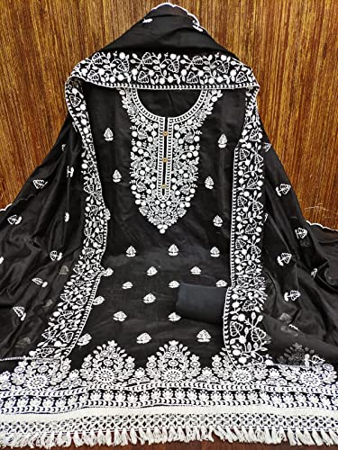 Image of Y2Y Women's Heavy Cotton Embroidery Work Unstitched Salwar Suit Dress Material With Chanderi Work Dupatta (Free Size Multi Color)