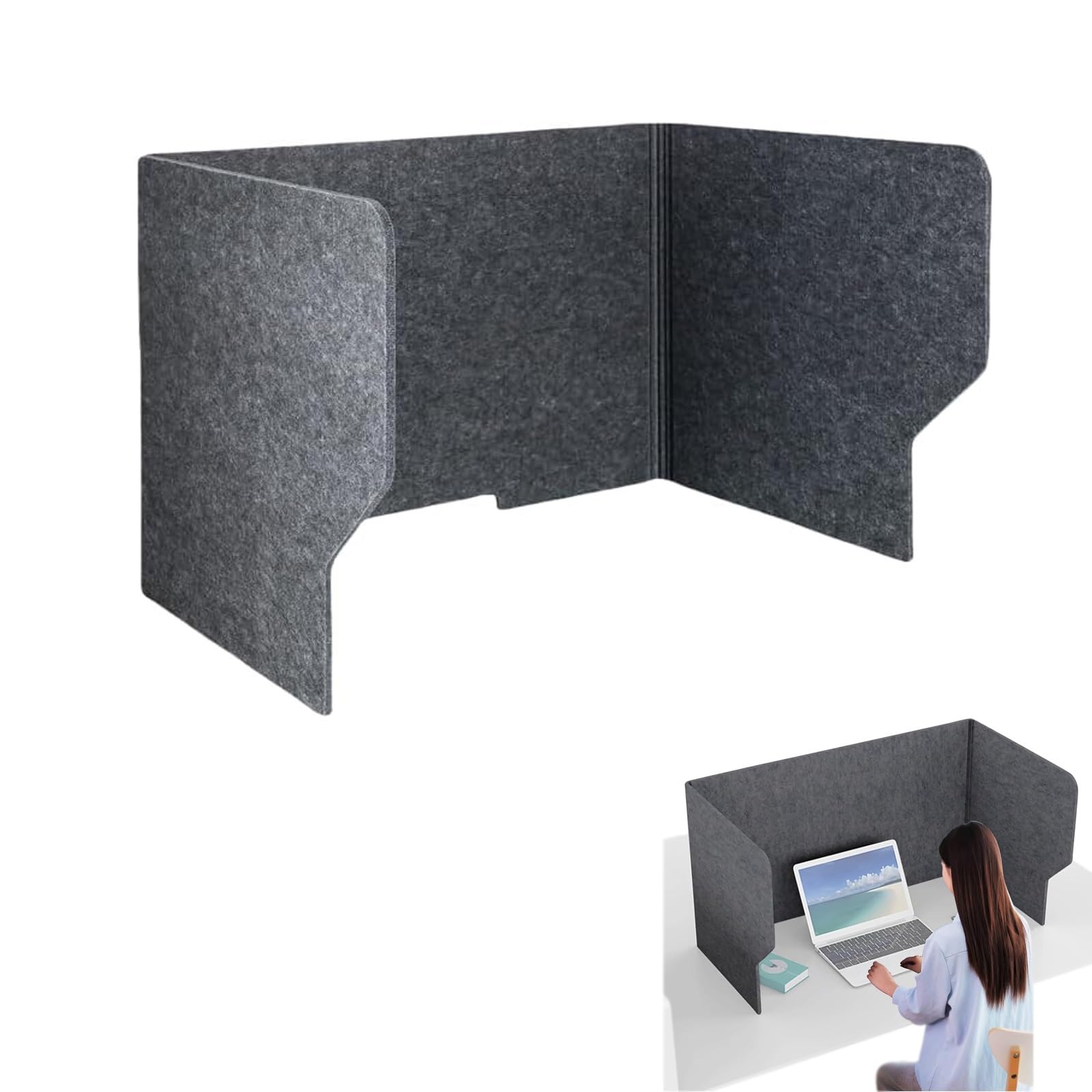GJZQDKX Foldable Acoustic Desk Divider - 100cm Sound Absorbing Privacy Panel for Noise Reduction & Visual Privacy - Flexible Workspace Partition in Dark Gray