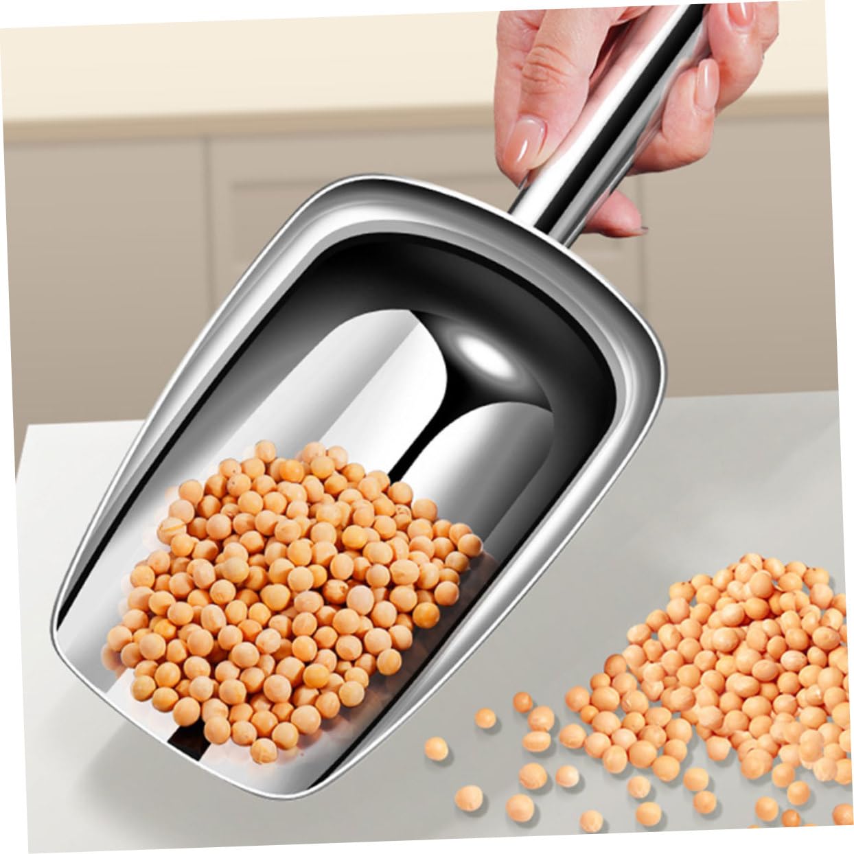 MAGICLULU 4pièces Cuillère à Glace Acier Pour Cuisine Et Bar Pelle Multifonctionnelle Pour Glace Farine Et Céréales Ustensile Ergonomique Avec Poignée Confortable