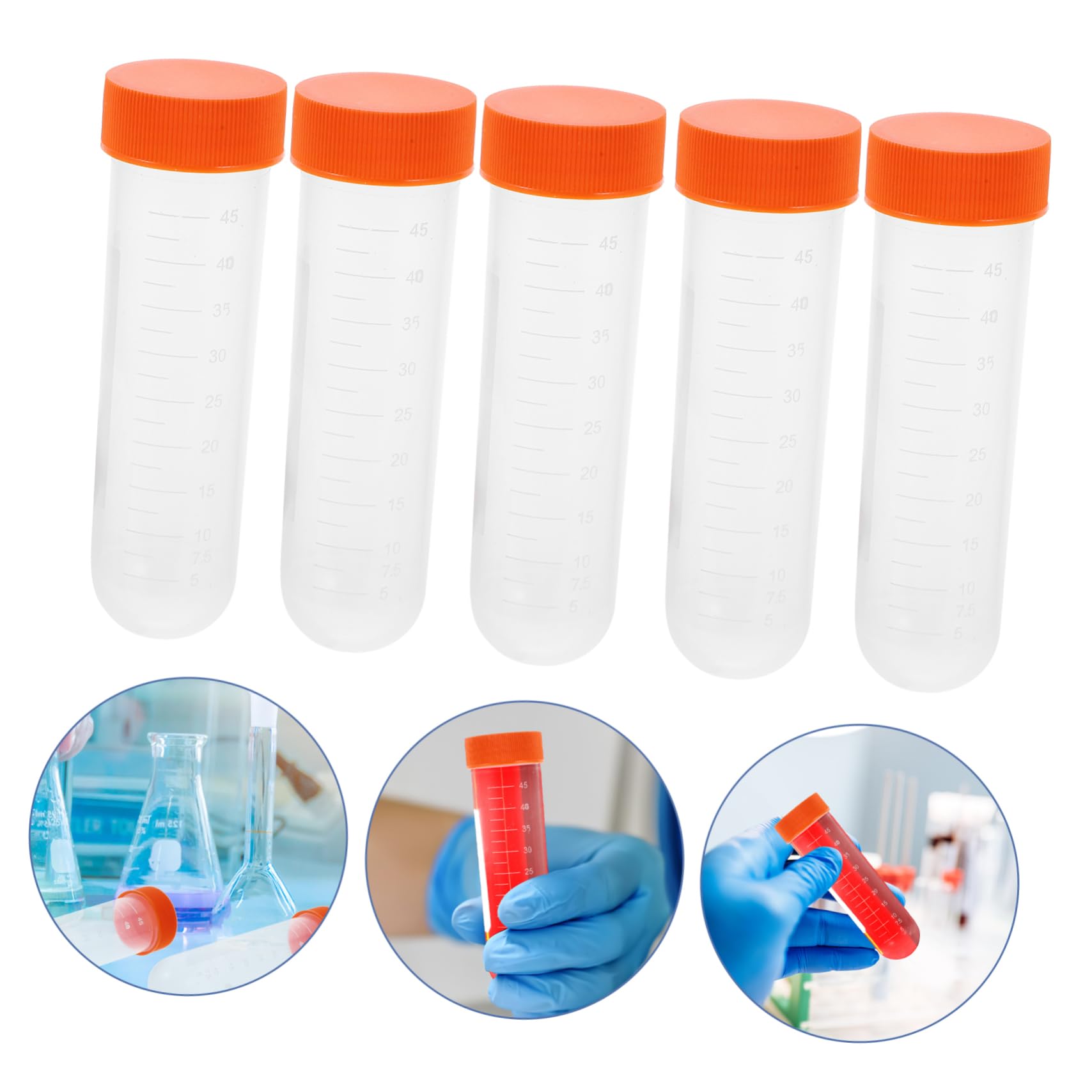 Amosfun 100piezas Tubos De Centrífuga Rosca Para Experimentos Científicos Tipo Probeta Con Tapon Material De Laboratorio