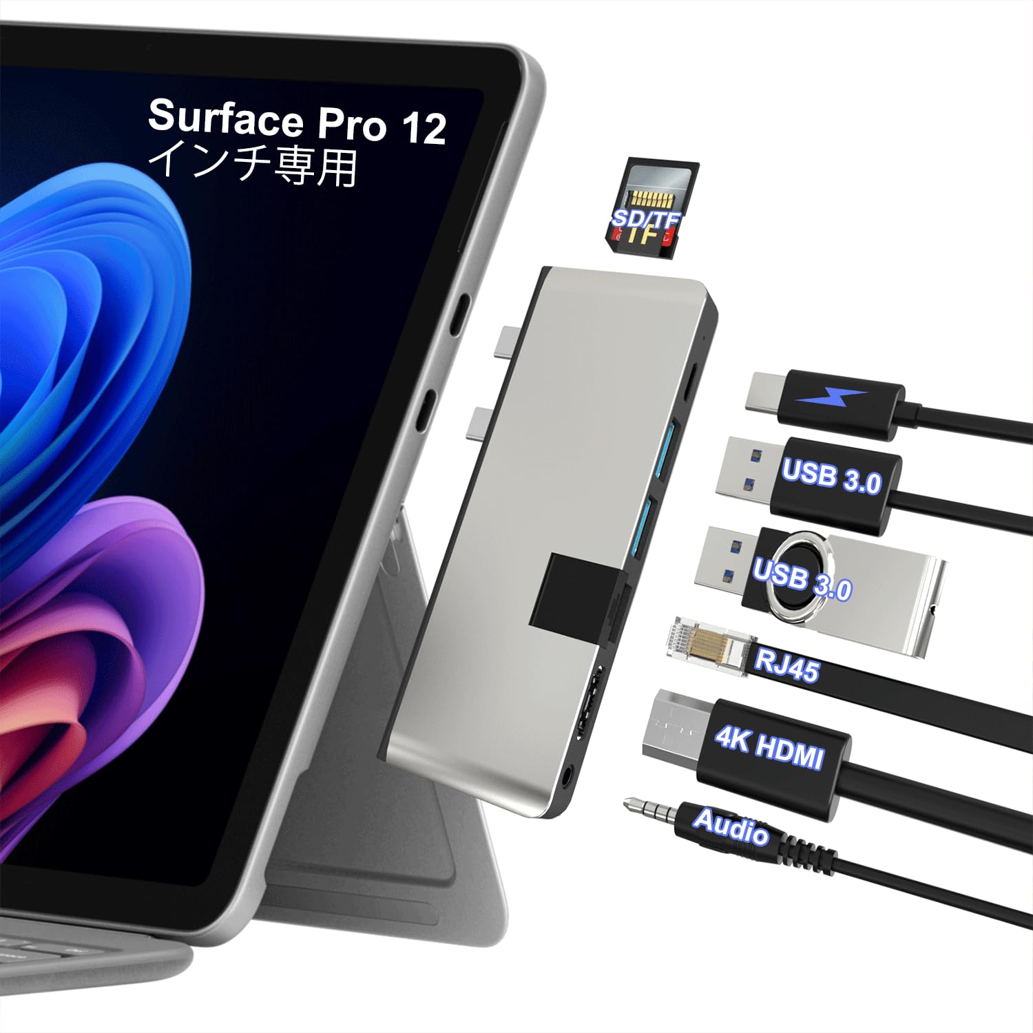 Amazon | Surface Pro 12インチ 2025 USB Cハブ 専用 8-in-1 4K HDMI+
