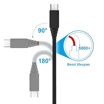 3M PS4 Controller Charger Cable, 10FT Micro USB Charging Sync Cord for Sony PlayStation 4/Dualshock 4/PS4 Slim/Pro, Microsoft Xbox One S/X, Play and Charge Wire - Black (2 Pack)