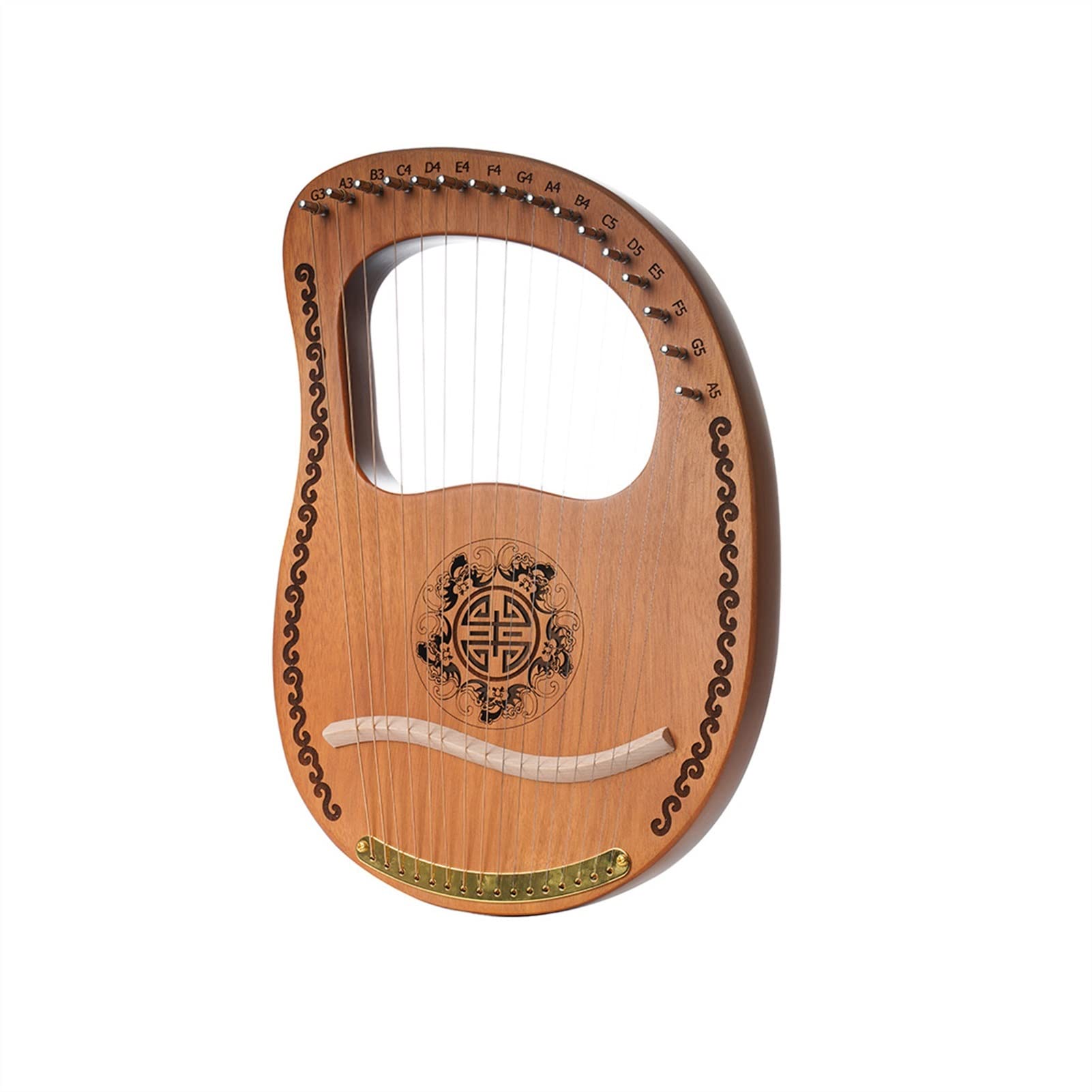 Tragbare Harfe, 16-saitige Kastenharfe, 16-saitige Baumstammharfe, Musikinstrument, tragbare kleine Harfe, kleine Harfe, Leier, Musikinstrument