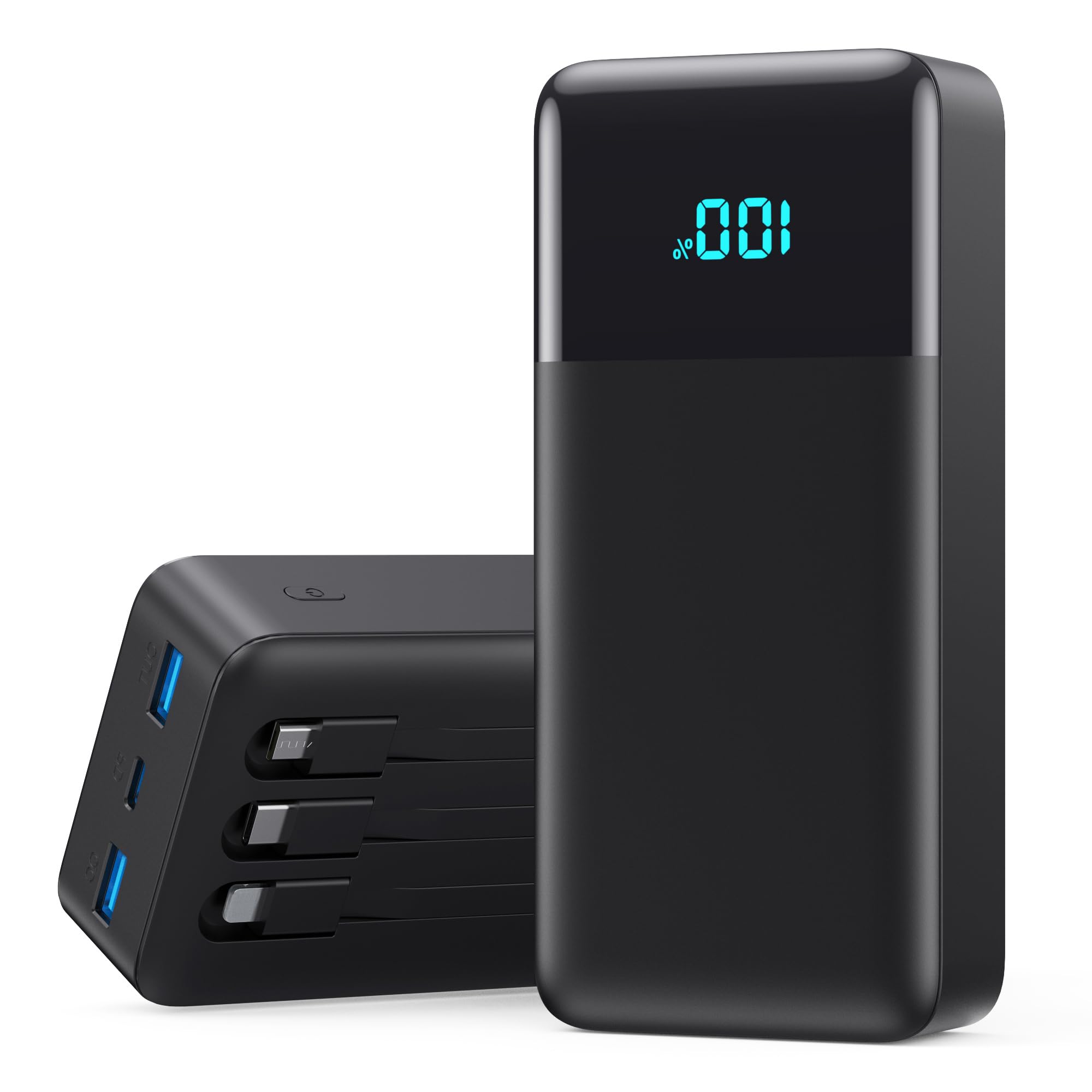 Portable Charger 50800mAh Power Bank with 3 Built-in Cable,25W PD USB C Power Bank Fast Phone Charging,QC4.0 Travel Outdoor Essential Portable Phone Battery Pack for iPhone 17/16/15/14,Galaxy Android