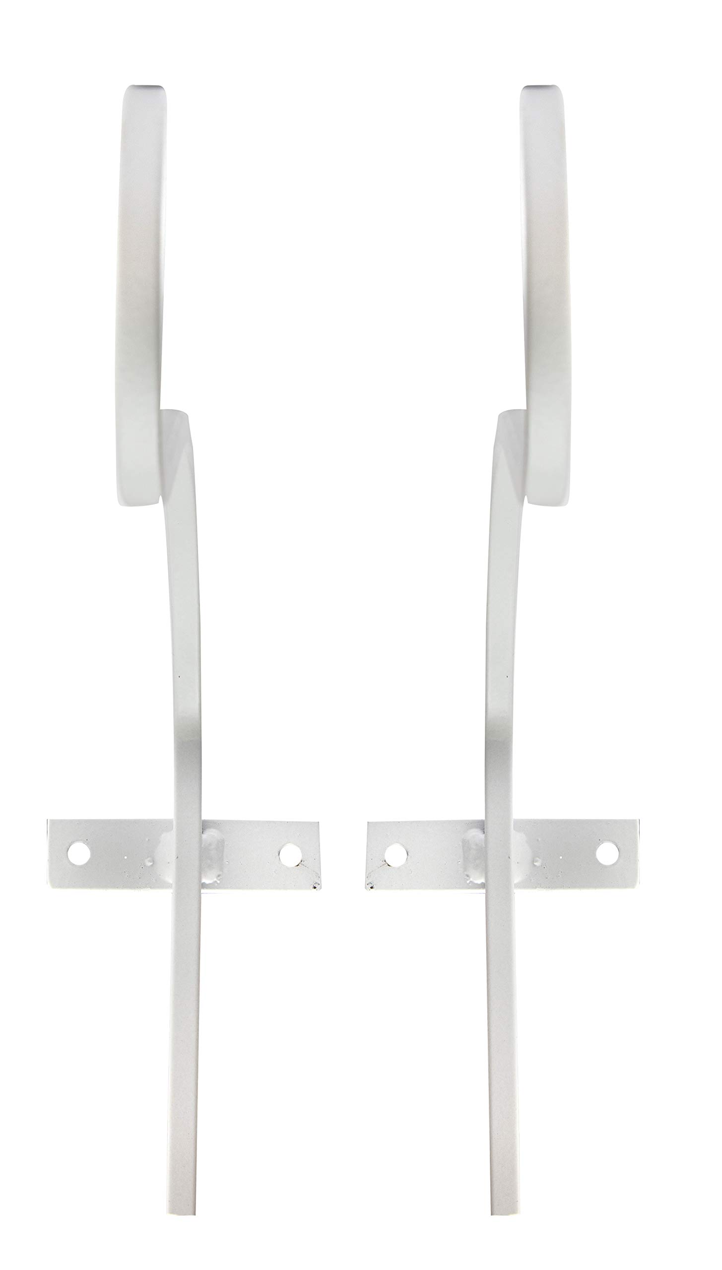 2 soportes blancos para cestas colgantes, accesorios incluidos, soportes resistentes para cestas colgantes al aire libre, ganchos para colgar, diseño elegante para mostrar tus cestas de flores y