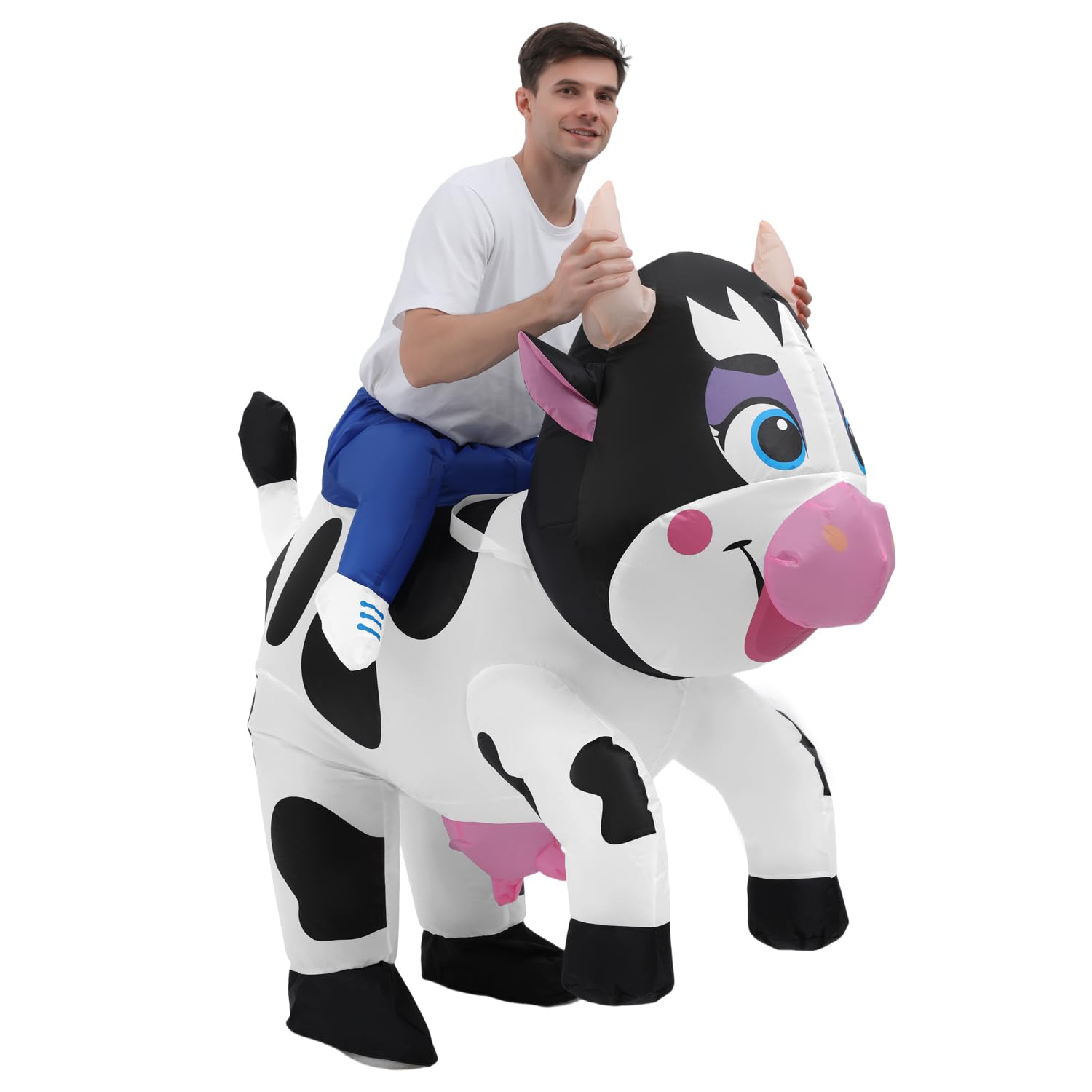 RHYTHMARTS Costume gonfiabile da mucca, costume da mucca, costume gonfiabile per Halloween, per adulti