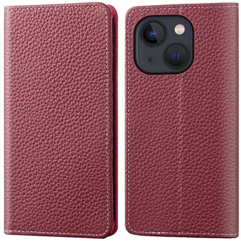 Étui portefeuille iPhone 13 Mini cuir bordeaux idéal pour vos sorties