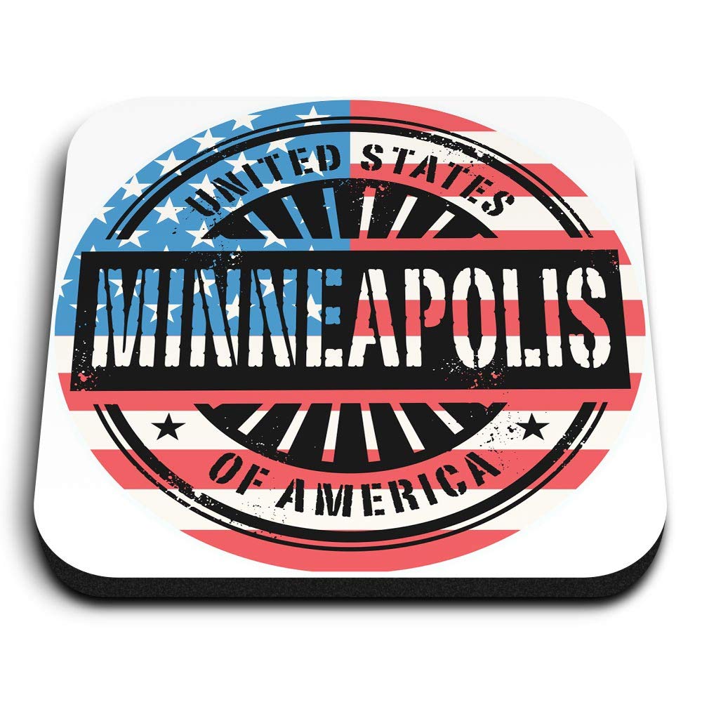 Destination Vinyl Ltd Multicolor 1 X Square Mdf Fridge Magnet - Minneapolis Minnesota Usa Flag 6072