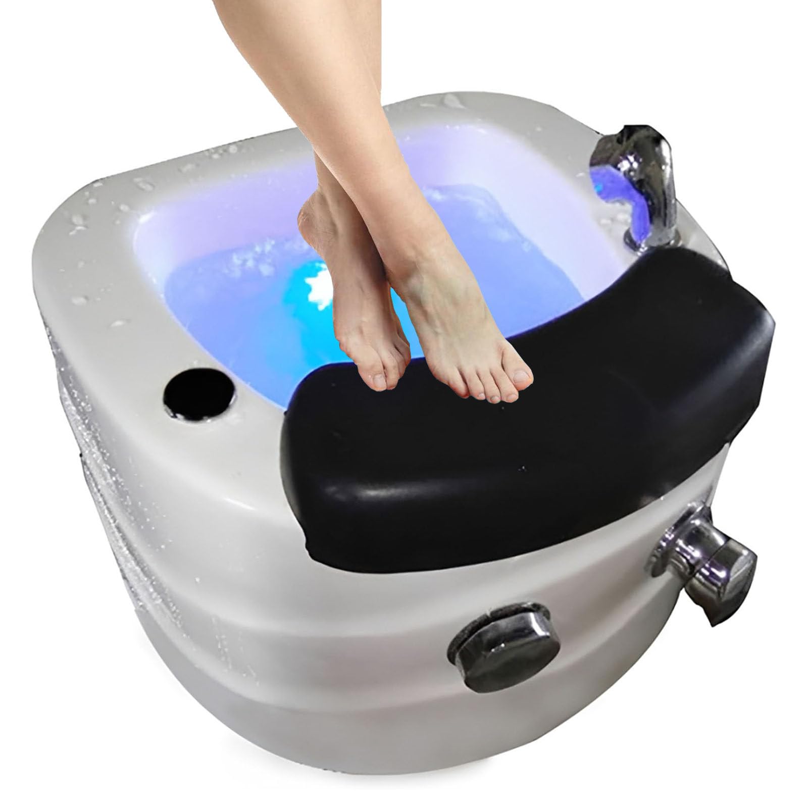 Przenośna Wanna do Pedicure Stóp z oświetleniem LED, Umywalką, Prysznicem do Stóp i Salonem Mycia Stóp, łagodząca Stres, Regulacja Ciepła i Zimna
