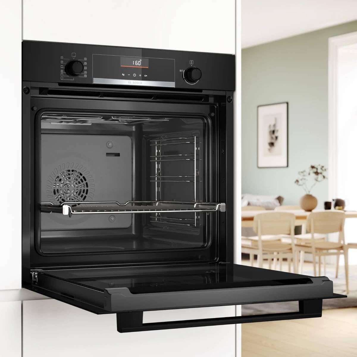 Bosch - Forno, Serie 6, Funzione AirFry, Ricette Pre-programmate, Nero, HBG536EB4
