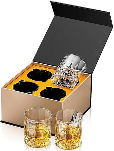 Miniatura 2 de Caja de Lujo Juego de 4 Vasos de Whisky Old Fashioned, Vasos de Cóctel de 11 OZ, Vasos Bourbon Rocks Scotch, Accesorios de Bar para Whisky Escocés