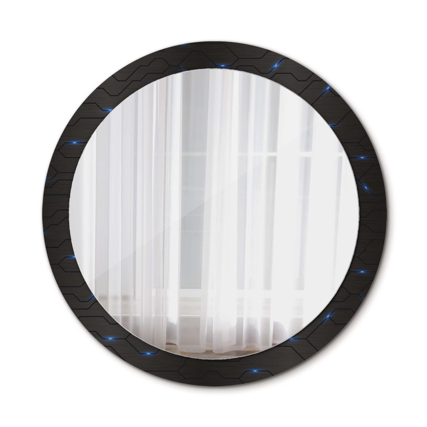 Miroir en verre Ø90 cm Tulup avec finition artistique abstrait futuriste haut de gamme