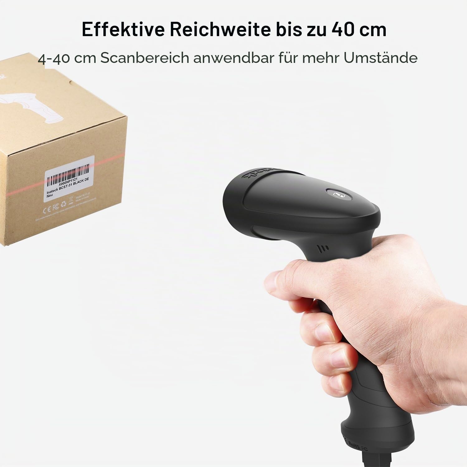 Inateck BCST-33 USB Barcode Scanner mit intelligenter Halterung