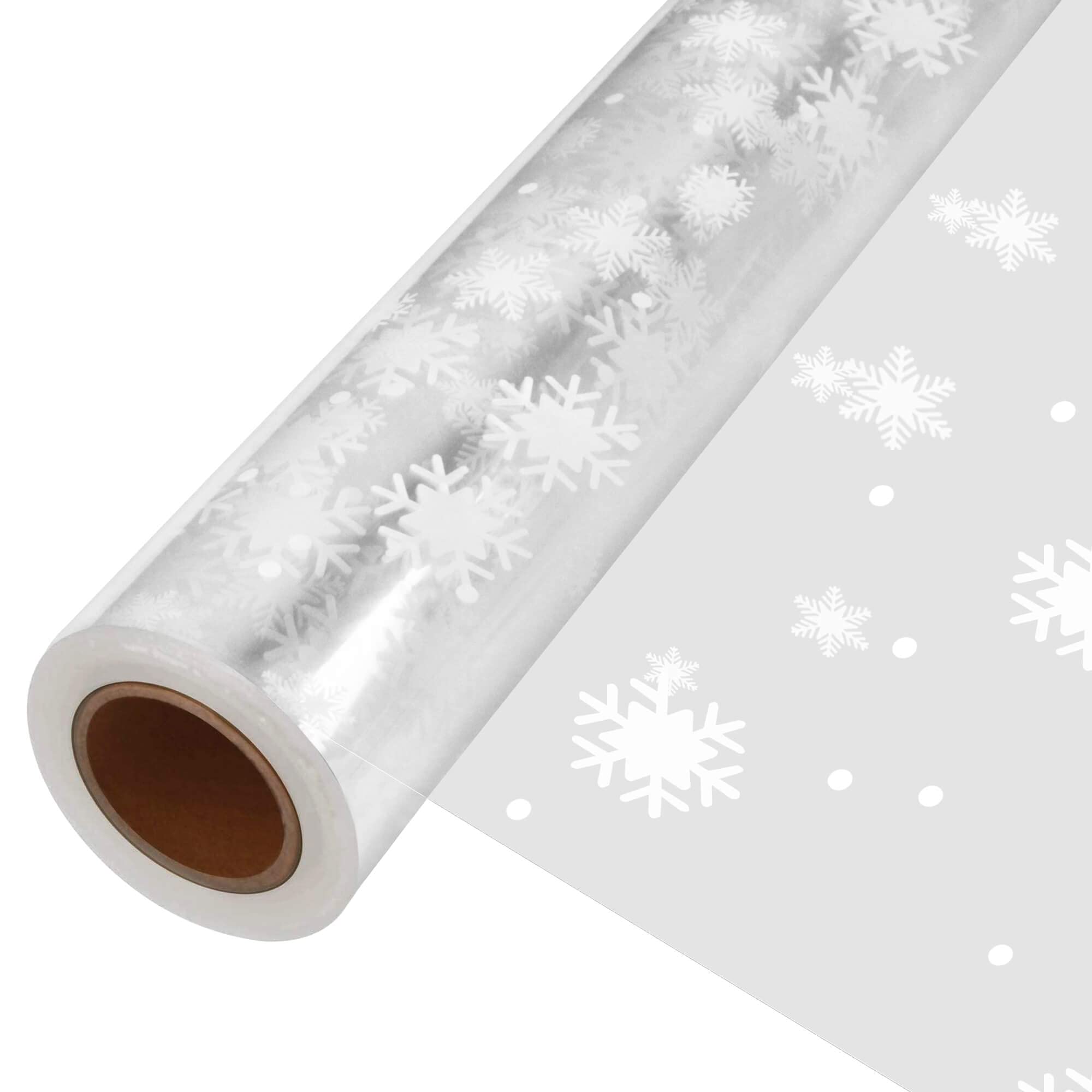31.5 in X 100 ft Christmas Cellophane Wrap Roll – 3 Mil Thicken Snowflake Clear Cellophane Wrap Roll for Gift Baskets, Clear Cellophane Bags Large for Christmas Gift Baskets(31.5" fold into 16")