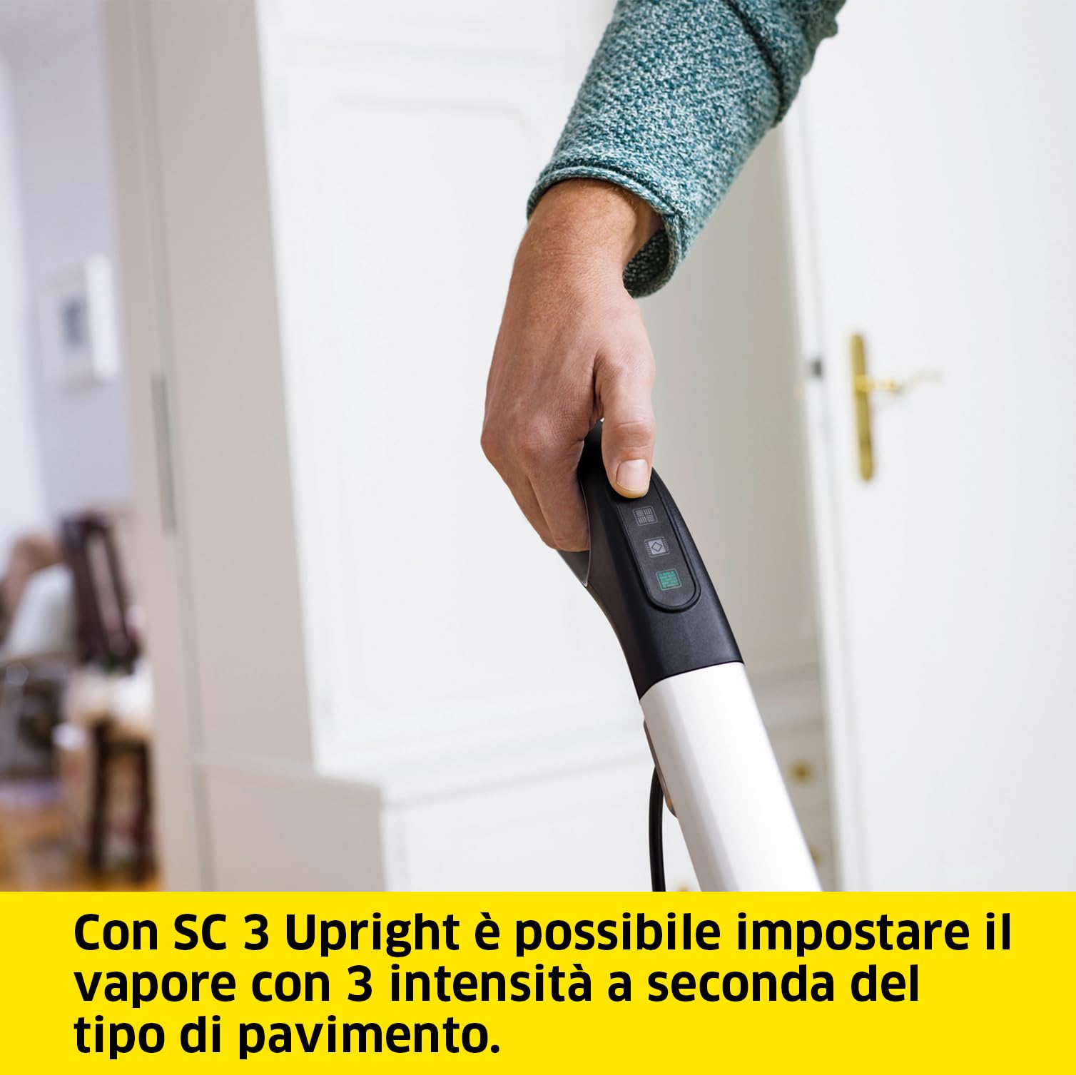 KÄRCHER Scopa a Vapore SC 3 Upright, Pronto in 30sec, 1600 W, Serbatoio 0,5l, Area lavoro 60m², Include bocchetta per pavimenti EasyFix, panno per pavimenti, cartuccia decalcificante