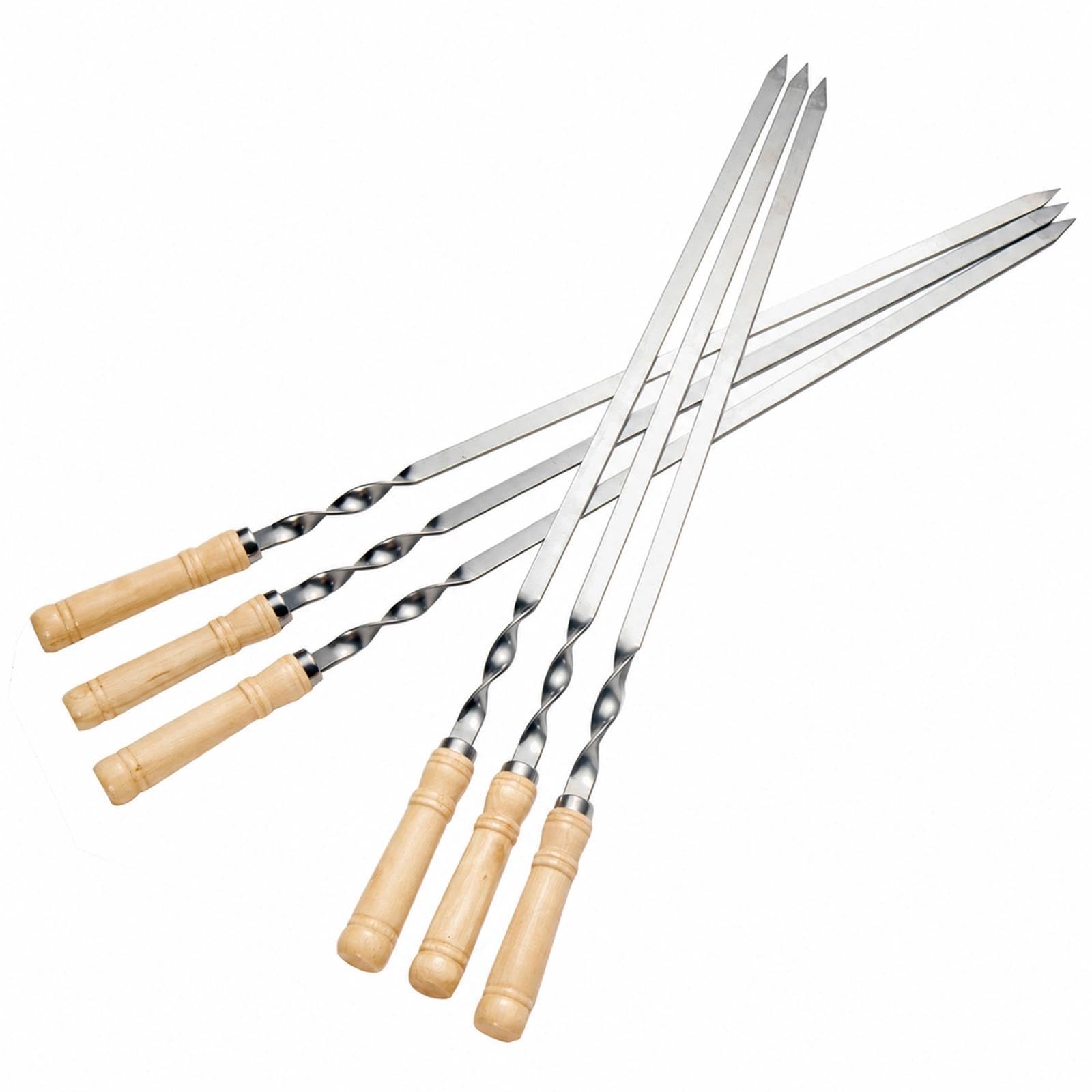 IMEEA 55cm Grillspieße Adana Spieße Wiederverwendbar Edelstahl Barbecue Grillspieße Spieße Schaschlikspieße mit Holzgriff(12 Stück）