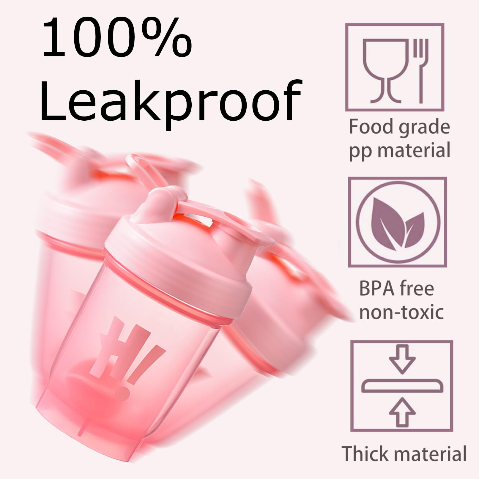 chongning Protein Shaker Bottle with Mixing Ball, 350ml Protein Powder Shaker Bottle, Leakproof Flip On Lid - Image 3