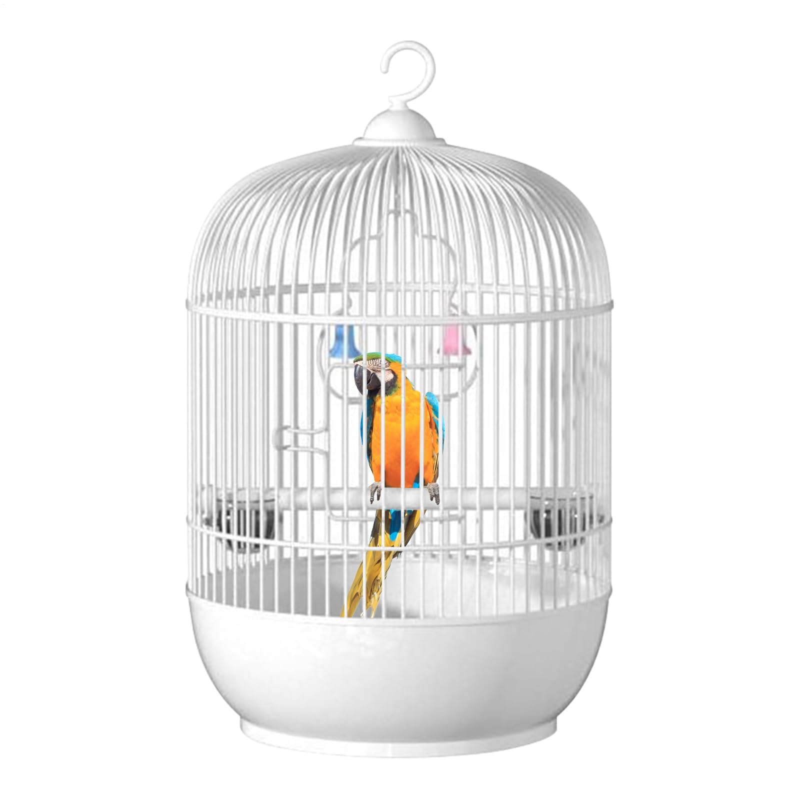 Bird Cage, Parakeet Carrier, Travel Cage, Sturdy Iron Frame, Built-In Handle and Perch, Ideal for Travel or Home Use, 9.05x9.05x14.57 Inches, White Color, 1 Piece